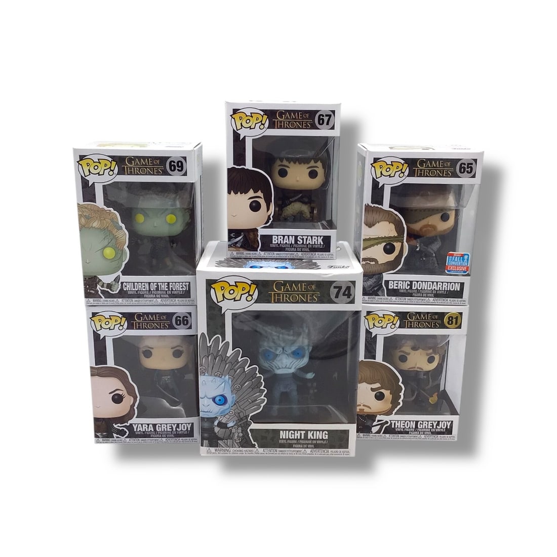 Game of Thrones: The Seven Kingdoms Funko POP! Lot- SIX Figures!: Step into Westeros with this six-piece Funko POP! collection showcasing iconic characters and mythical beings from across the realm. Figures include the Night King, Theon Greyjoy, Child of the Forest,