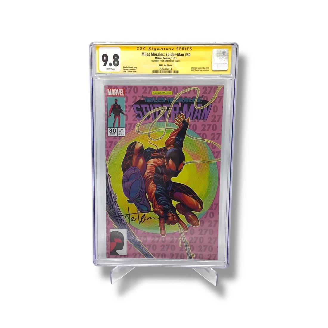 Miles Morales: Spider-Man #30 (11/21) Graded Comic [CGC 9.8] | Signed by Tyler Kirkham: A centerpiece modern Spider-title in elite condition. This anniversary issue of Miles Morales: Spider-Man #30 celebrates 10 years of Miles with an exclusive variant and a sharp CGC 9.8 (Near Mint/Mint