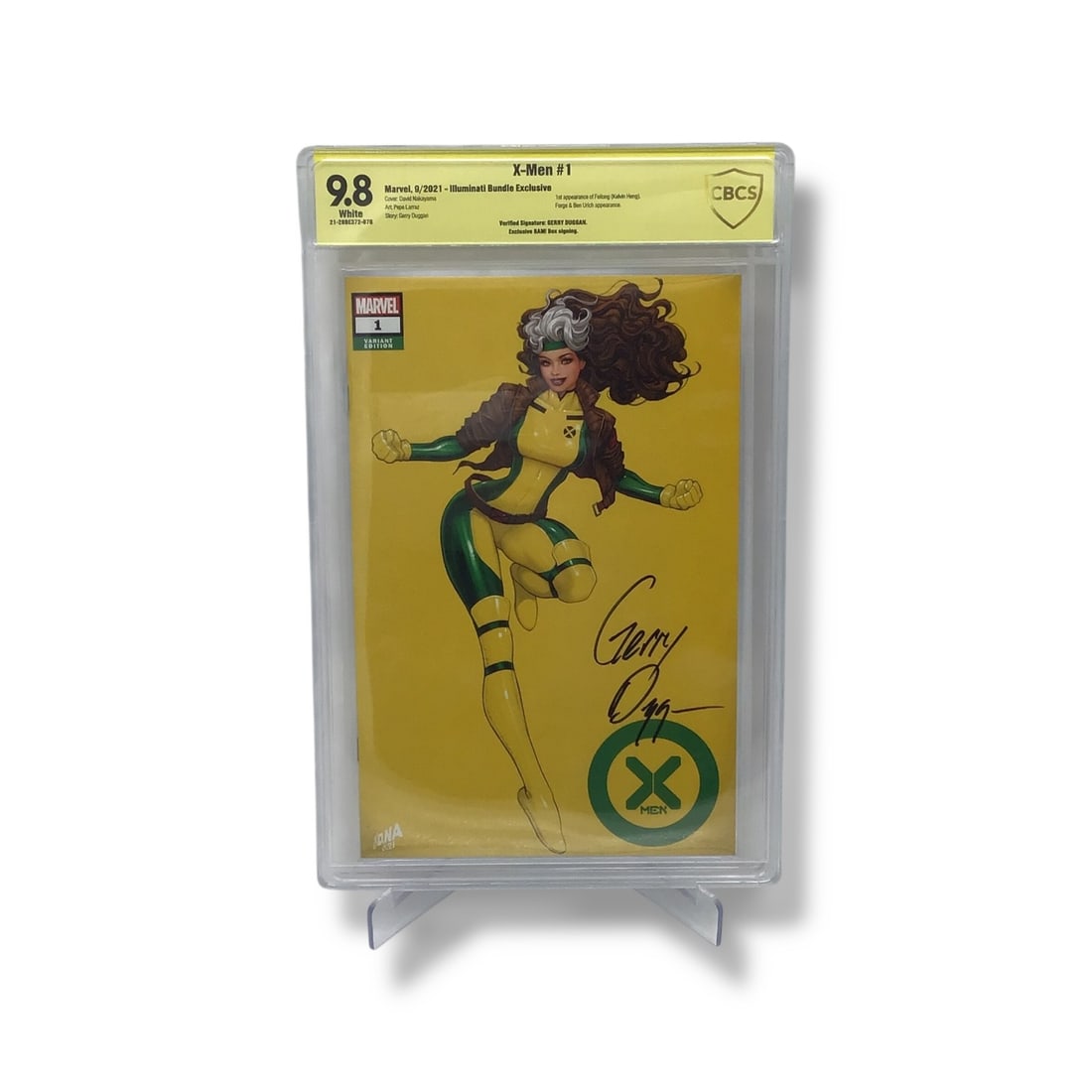 X-Men #1 (Illuminati Bundle Exclusive, 2021) | CBCS 9.8 | Signed by Gerry Duggan: This Illuminati Bundle Exclusive of X-Men #1 (September 2021) represents the dawn of a bold new era for Marvel's mutants. Written by Gerry Duggan with artwork by Pepe Larraz, this issue redefined the