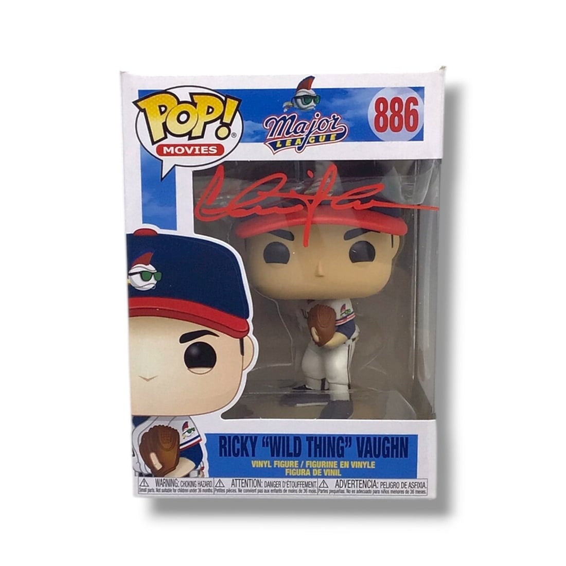 Charie Sheen Signed Major League (#886) Ricky "Wild Thing" Vaughn Funko POP! | (JSA Certified): Step up to the mound with this Major League #886 Ricky "Wild Thing" Vaughn Funko POP, signed by Charlie Sheen. This autographed figure captures the rebellious, cult-favorite pitcher from the