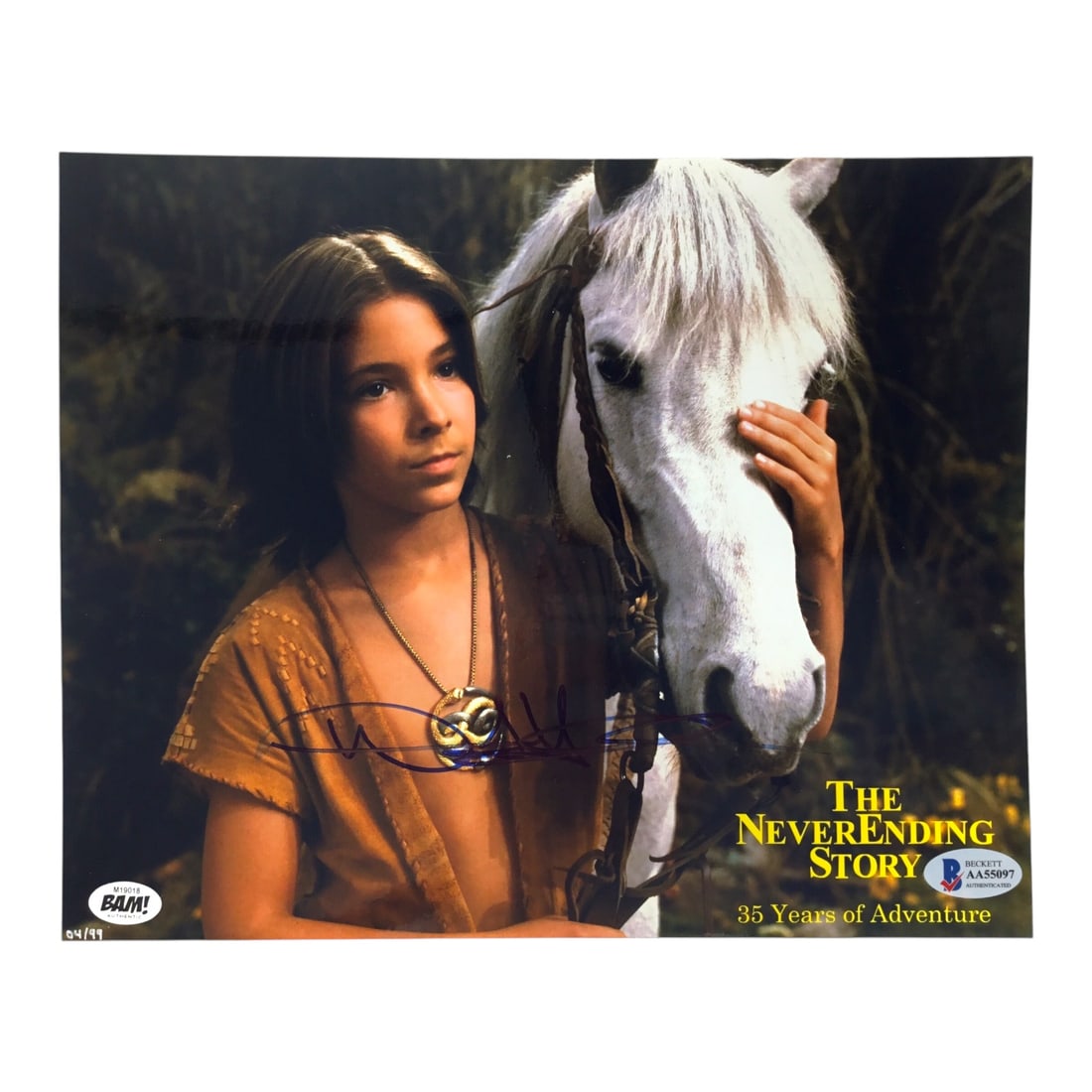 Noah Hathaway Signed 8x10 The NeverEnding Story Atreyu Photo (Beckett Certified): Offered here is a signed 8x10 photograph of Noah Hathaway as Atreyu, the fearless young warrior from The NeverEnding Story (1984). This bold autograph captures one of fantasy cinema's most iconic hero