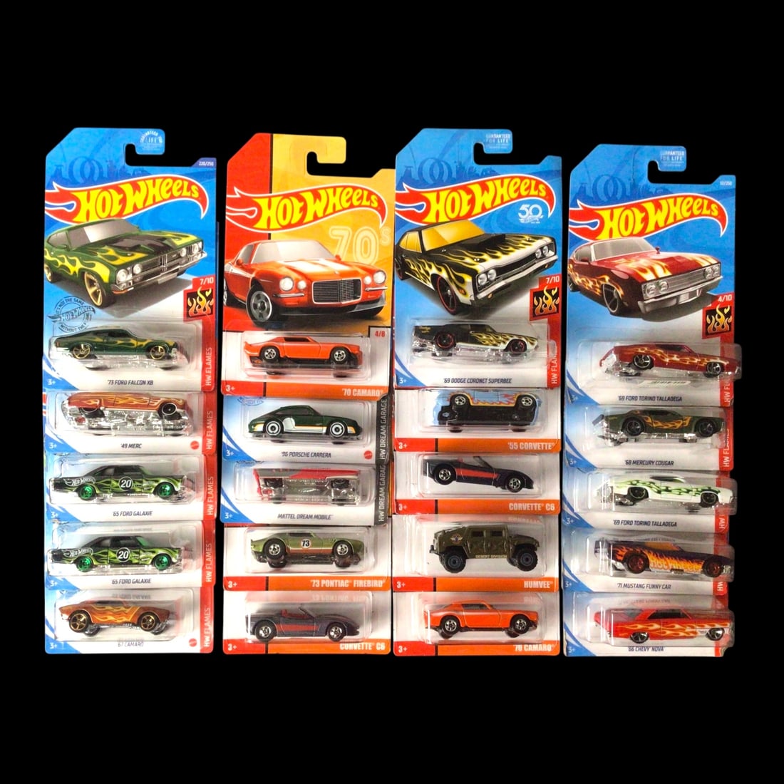 Hot Wheels Car Collection of 20 - Multiple Cars NIB: This lot includes 20 brand new Hot Wheels cars, all sealed in original retail packaging. Representing a variety of models, themes, and release years, the selection offers a vibrant mix of casting styl