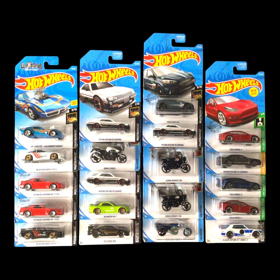 Hot Wheels Collection - Nightburnerz & HW Green Speed Lot of 20: This vibrant 20-car lot includes four unopened Hot Wheels five-packs, with standout entries from the Nightburnerz and HW Green Speed series. Each set offers a curated glimpse into Hot Wheels" evolving