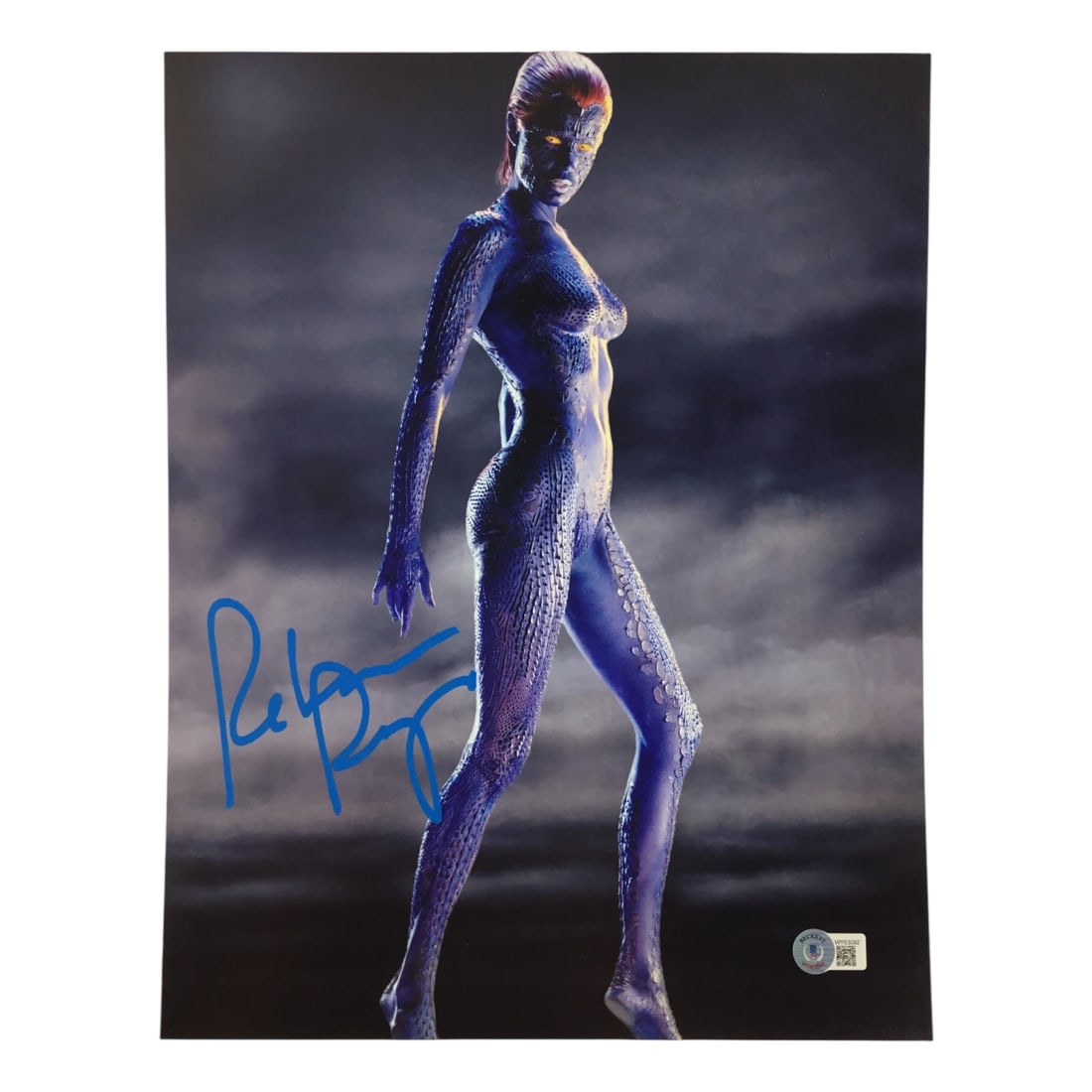 Rebecca Romijn Signed 11x14 Photo - Mystique in X-Men (Beckett Certified): Here is a signed 11x14 photograph of Rebecca Romijn in her iconic role as Mystique from the original X-Men film trilogy. Romijn's striking portrayal of the shapeshifting mutant made Mystique one of th