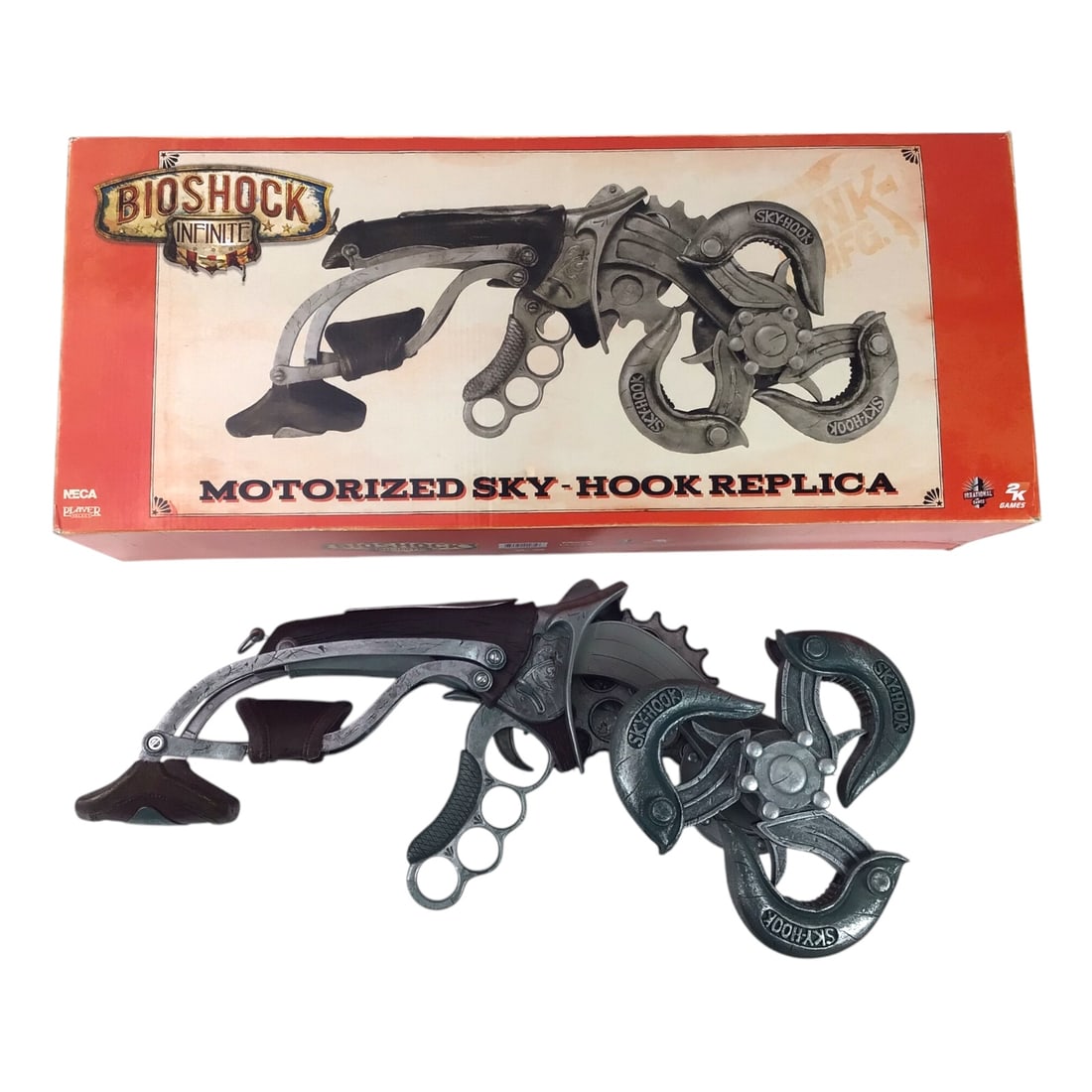 NECA BioShock Infinite - Motorized Sky-Hook Replica Prop: A full-scale, motorized replica of the iconic Sky-Hook weapon as seen in BioShock Infinite, produced by NECA. This officially licensed Collector's prop faithfully recreates the look and feel of Booker