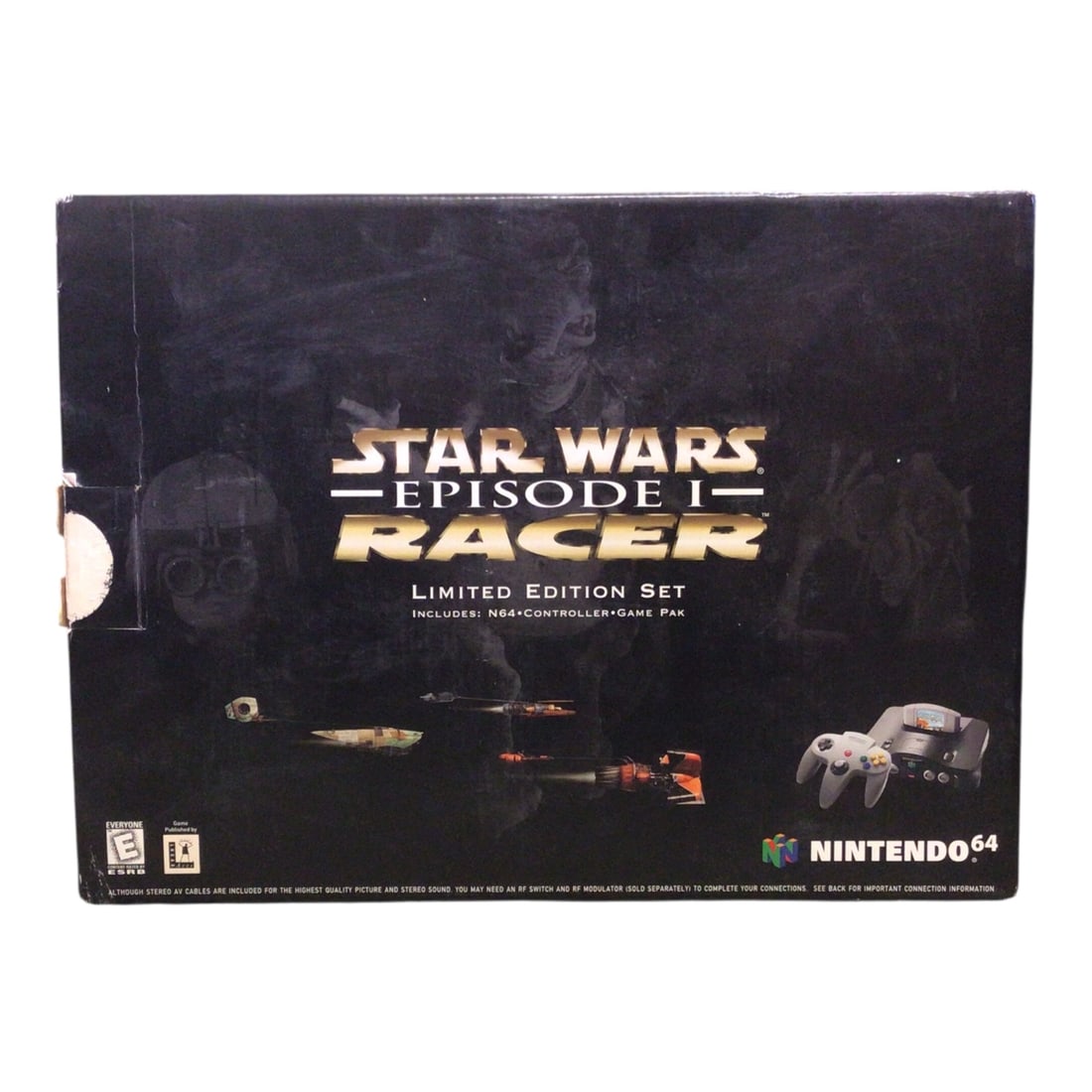 Star Wars Episode I Racer Limited Edition Box - Nintendo 64 (Box Only): Original retail box for the Nintendo 64 Star Wars Episode I Racer Limited Edition bundle, featuring bold podracing artwork from The Phantom Menace alongside classic Nintendo 64 branding. This is for t