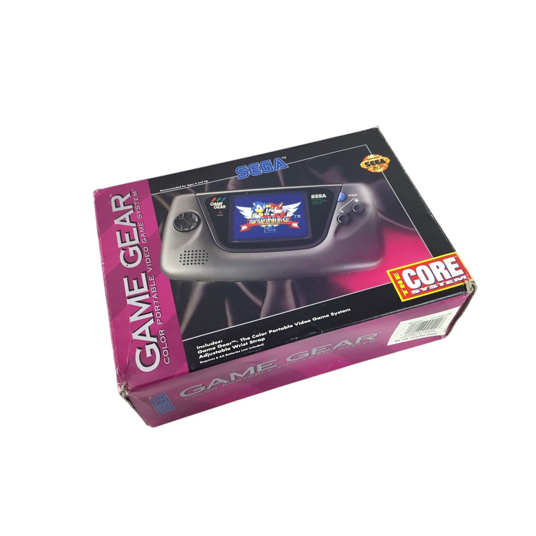 Sega Game Gear Core System in Original Box - Untested: Here is a Sega Game Gear Core System presented in its original retail box, including the console, sealed carrying strap, and original booklets. The system remains untested and is sold as-is. The packa