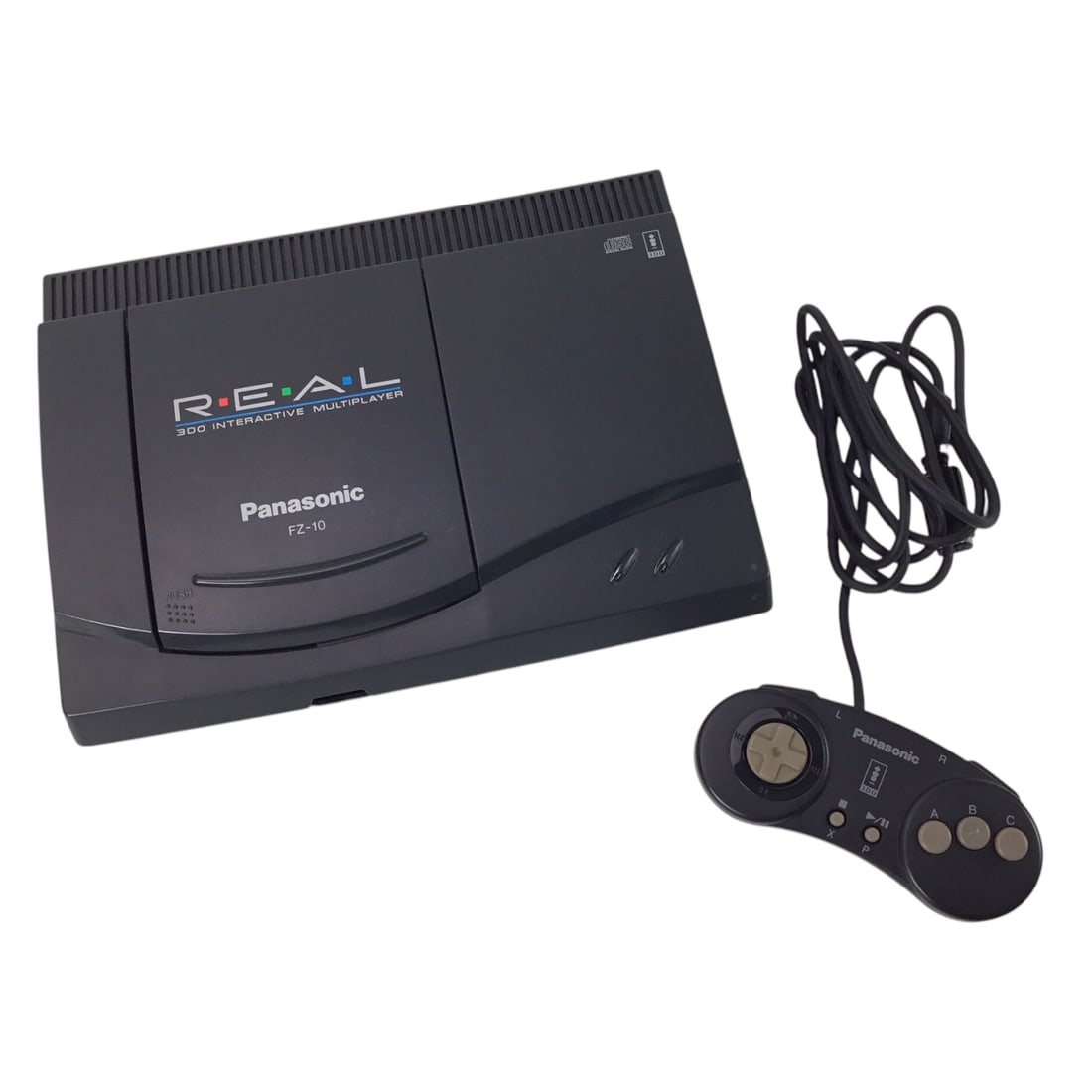 Panasonic 3DO Interactive Multiplayer FZ-10 with Controller - Working Condition: This lot features a Panasonic 3DO FZ-10, the sleeker top-loading evolution of the original FZ-1. The console powers on, loads games properly, and comes complete with one OEM controller, power cable, a