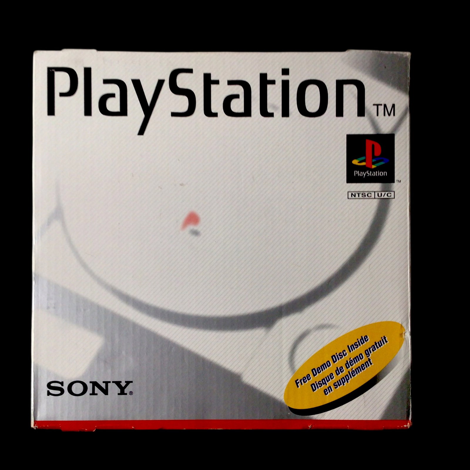 Original Sony PlayStation Console - Original Box Only: Here is the original retail box for the first-generation Sony PlayStation console, showcasing Sony's clean grayscale design from the mid-1990s. The PlayStation transformed the gaming industry with its