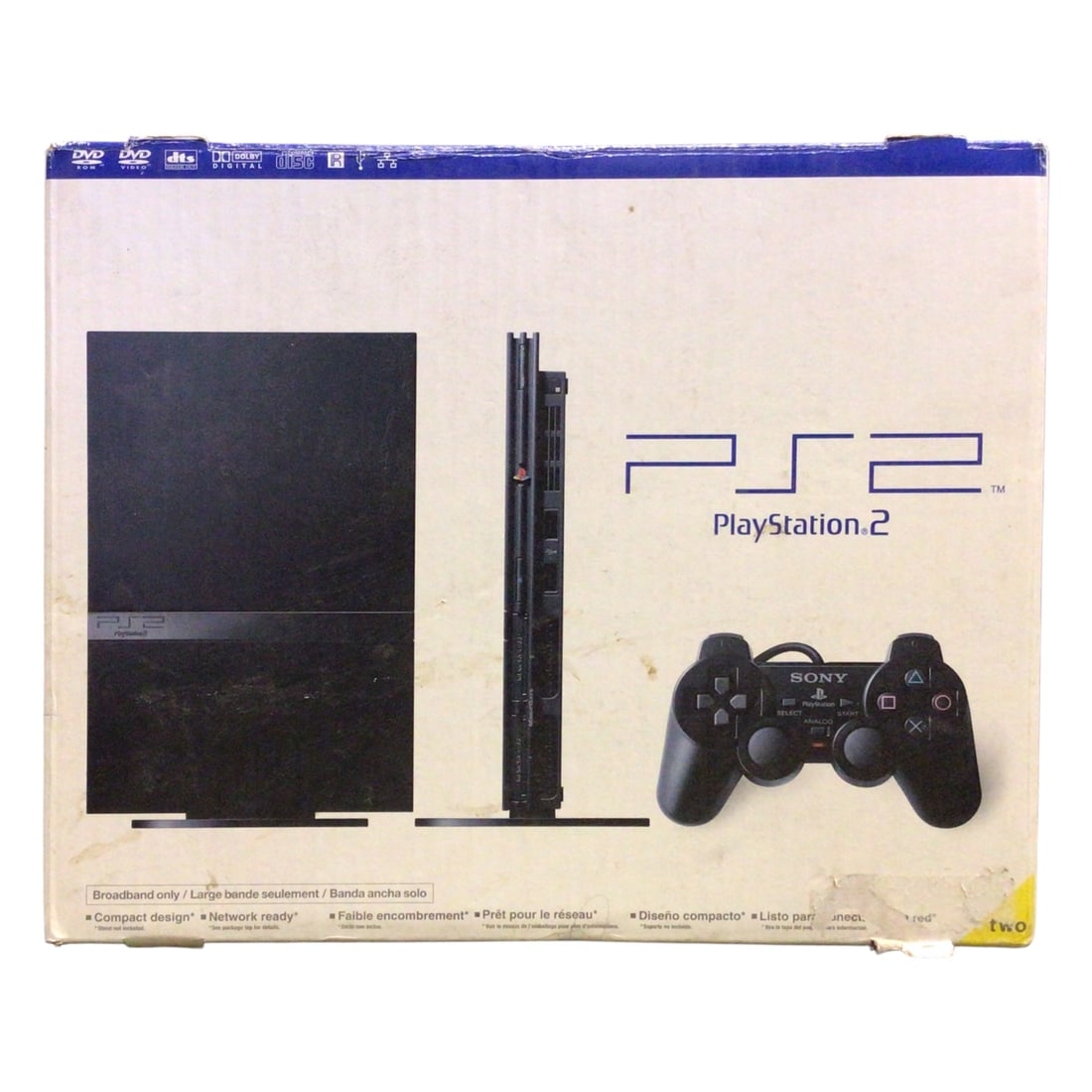 Sony PlayStation 2 (PS2) Console Original Box - Box Only: Original retail packaging for the Sony PlayStation 2, featuring the sleek blue-and-black branding that defined the best-selling console of all time. The PS2 reshaped the entertainment landscape, combi