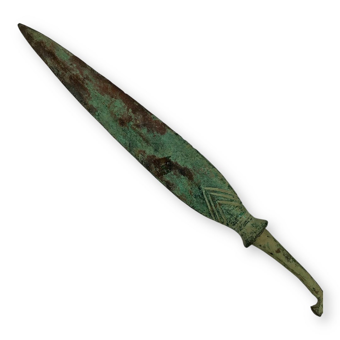 Ancient Luristan Bronze Socketed Spear Head 1800-1400 B.C., Hooked Tang (1 of 8)