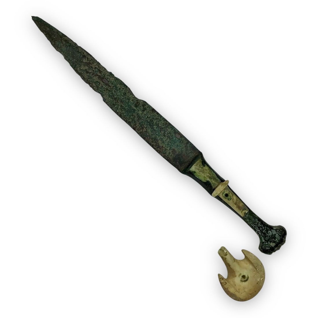 Ancient Luristan Bronze Dagger with Original Bone Pommel - 10th-9th Century B.C. (1 of 14)