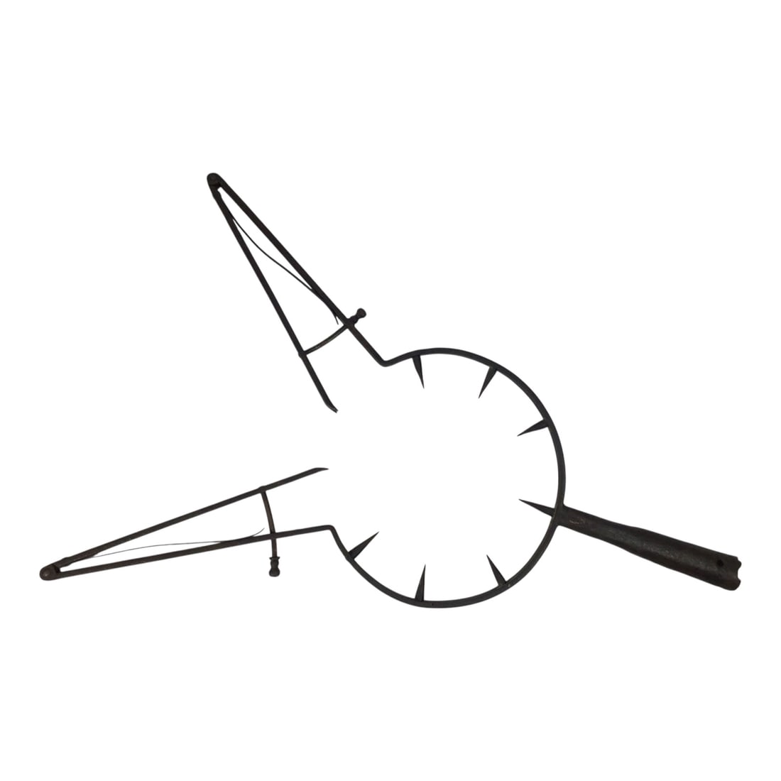 Exceptionally Rare 16th to 17th Century Mancatcher Polearm - Museum Piece!: This extraordinarily rare 16th to 17th century mancatcher polearm is a brutal and highly specialized device, likely of Italian or Spanish origin. The iron head is formed with a forked structure incorp