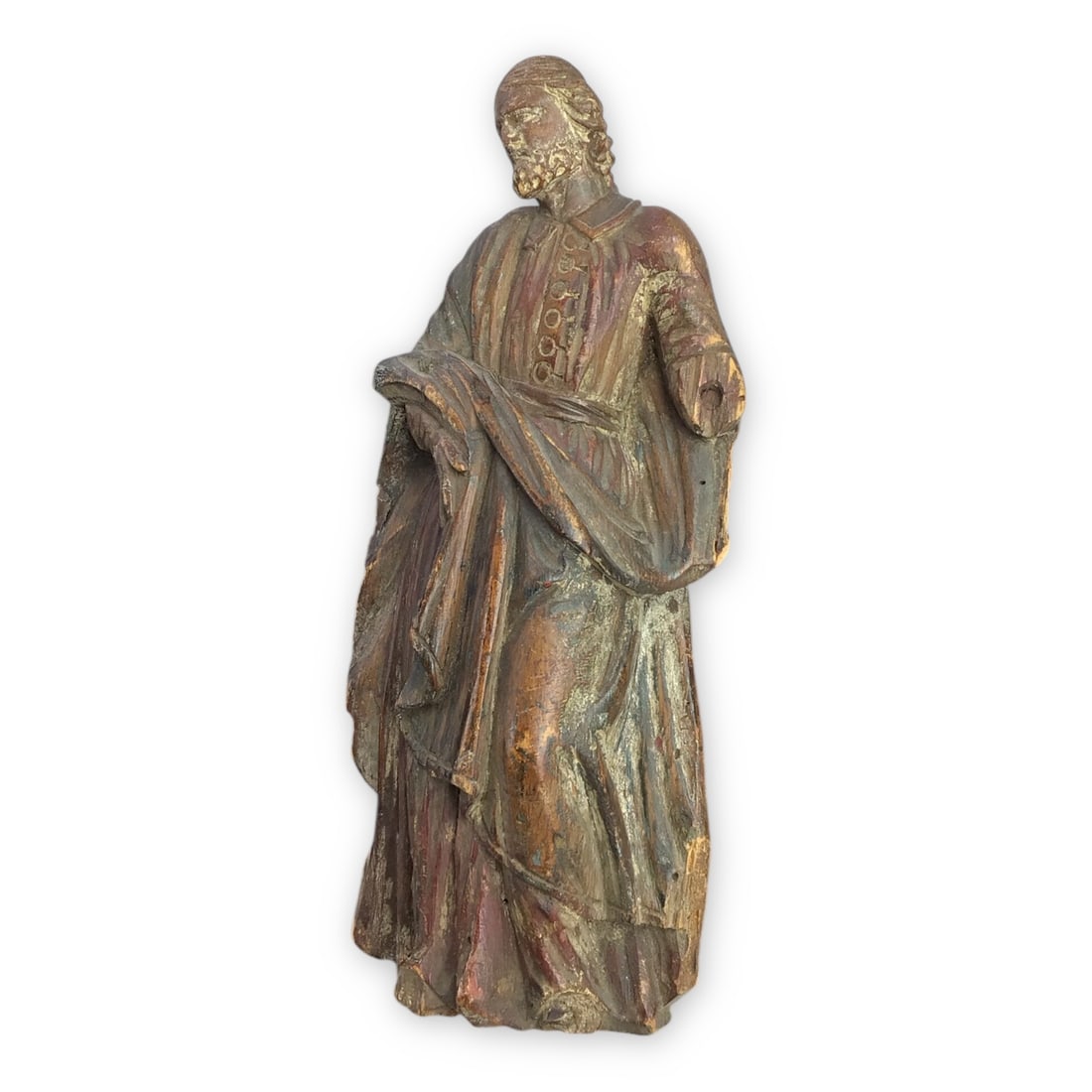 18th-Century Small Wooden Carved Altar Statue - Possibly Saint Francis (Missing Arms) (1 of 7)