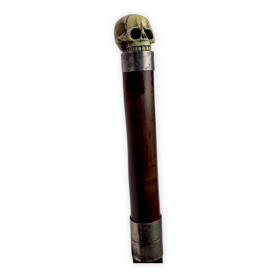 Victorian Antique Sword Cane with Carved Skull Pommel (1 of 14)