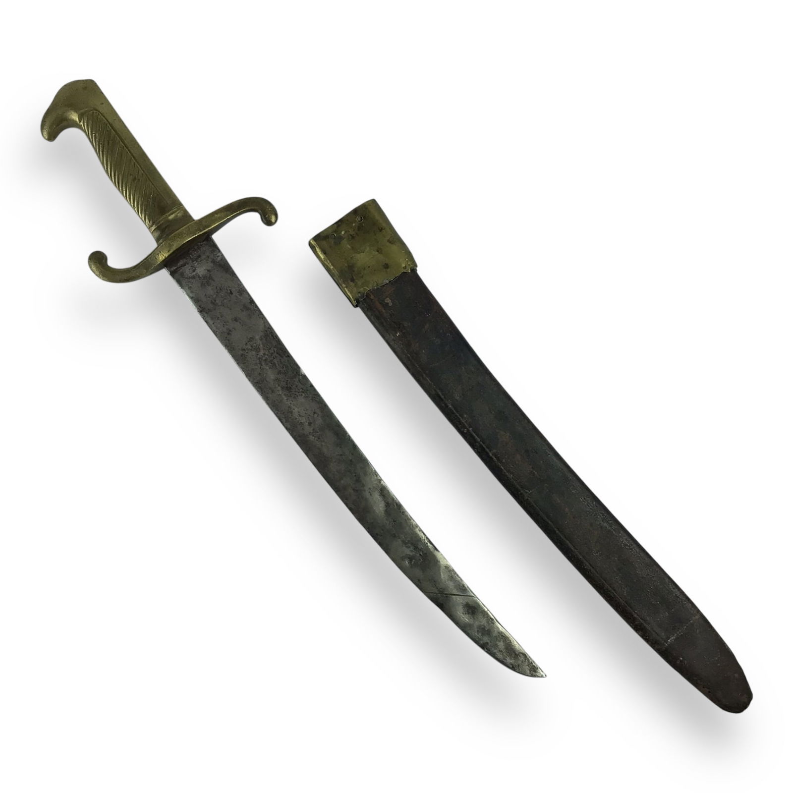 U.S. Civil War likely Confederate Eagle Head Side Knife with Leather and Metal Hand Stitched Sheath (1 of 17)