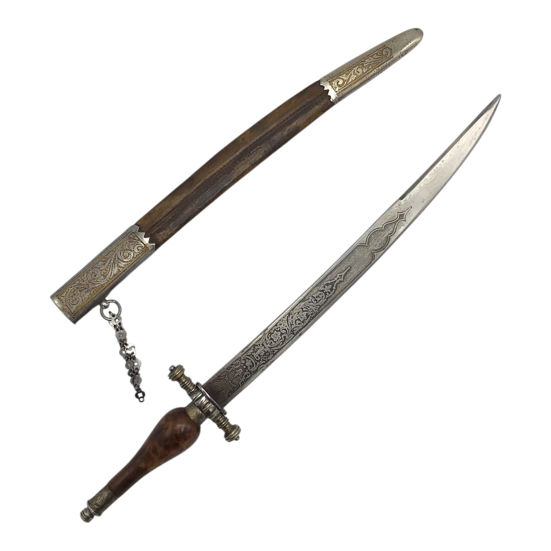 High Quality Antique Spanish-English Plug Bayonet Hunting Dagger with Gilt Scabbard (1 of 12)
