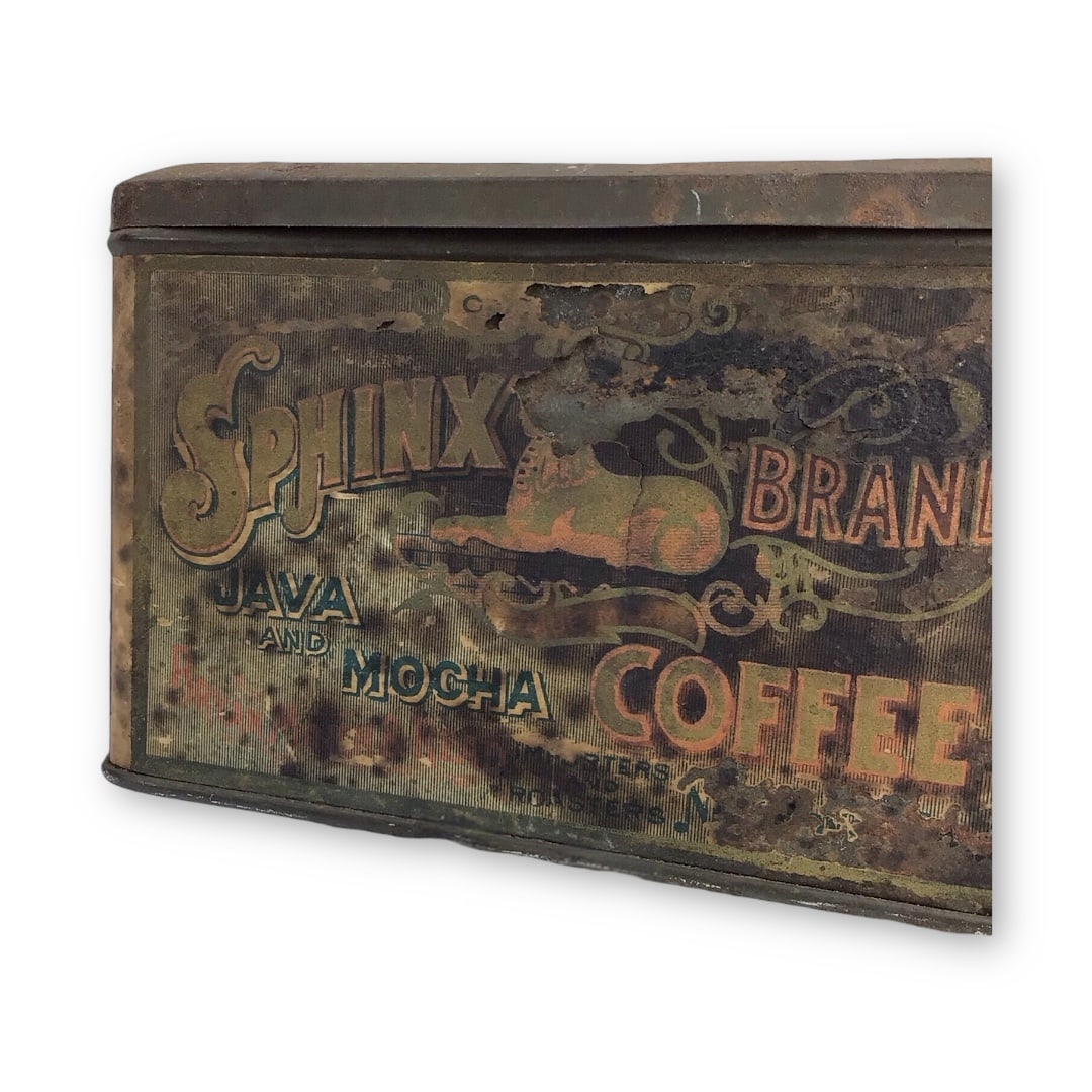 Antique Sphinx Brand Java and Mocha Coffee Tin Grinder - 3