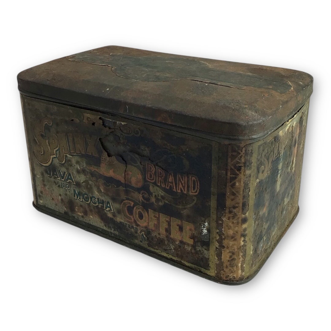 Antique Sphinx Brand Java and Mocha Coffee Tin Grinder - 4