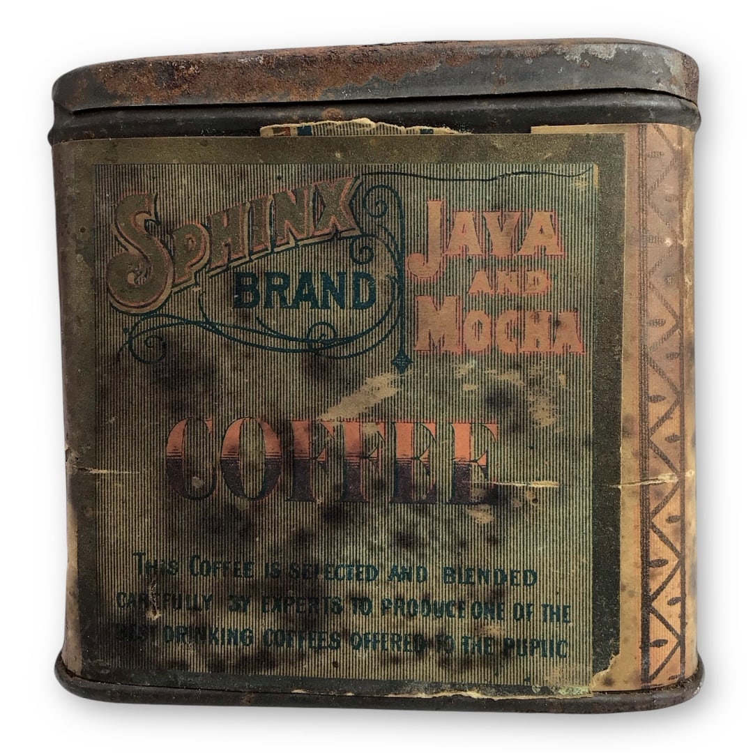 Antique Sphinx Brand Java and Mocha Coffee Tin Grinder - 6