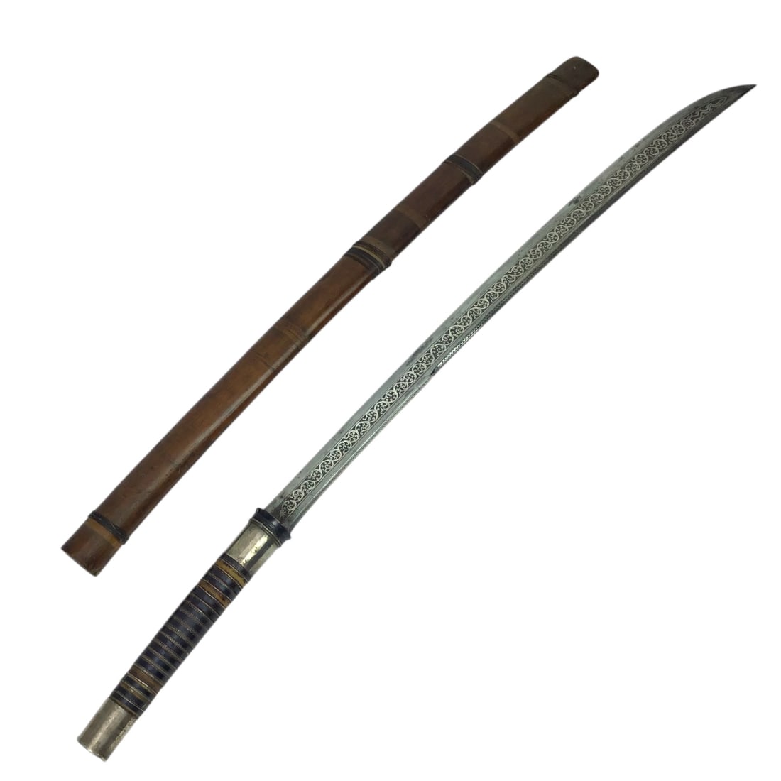 Highly Decorated Burmese Dha Sword with Floral Motif Blade from the Ishtar Gate Gallery Estate (1 of 14)