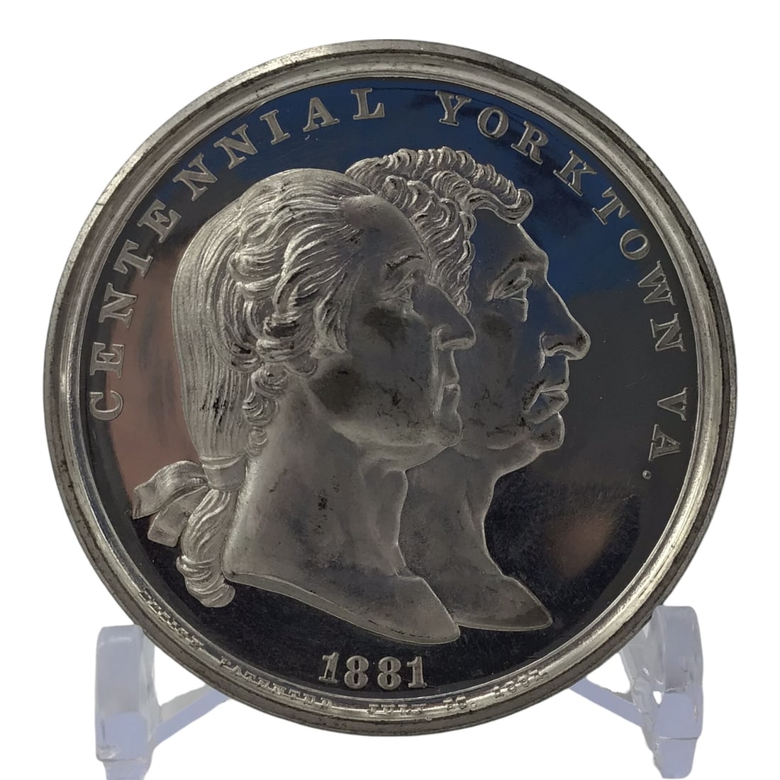 1881 Yorktown Centennial Commemorative Medal – Raw Mint State | Oct. 19, 1781 Surrender at: This impressive 1881 Yorktown Centennial Commemorative Medal was issued to mark the 100th anniversary of the British surrender at Yorktown on October 19, 1781, an event that effectively secured Americ