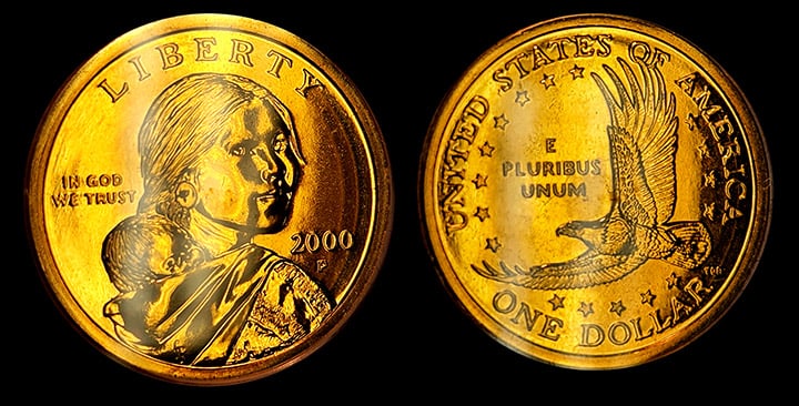 2000-P Sacagawea $1 “Glenna Goodacre Presentation” – PCGS SP67 (1 of 6)