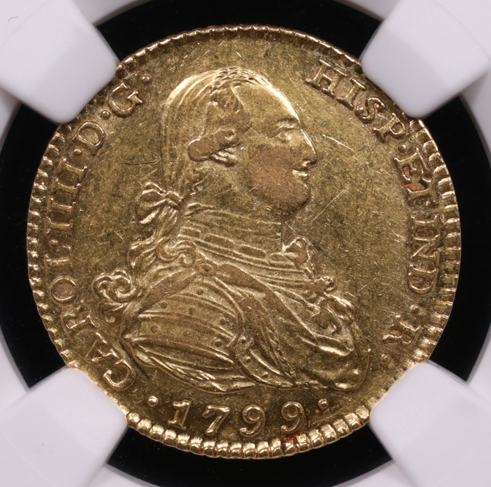 1799-M 2 Escudos – Charles IV | Madrid Mint | NGC AU-58 | Southern Dealer Hoard (1 of 4)
