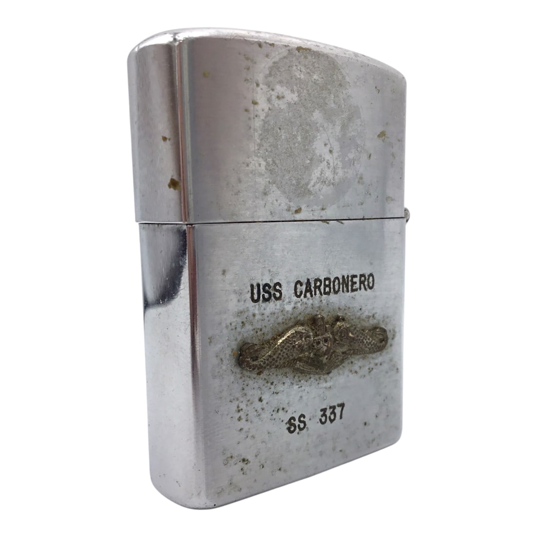 WW2 USS Carbonero (SS-337) Penguin Lighter - U.S. Navy Submarine Relic: This compelling piece of WWII naval memorabilia is an original Penguin-manufactured cigarette lighter bearing the enameled crest of the USS Carbonero (SS-337), a Balao-class U.S. Navy submarine. Japan