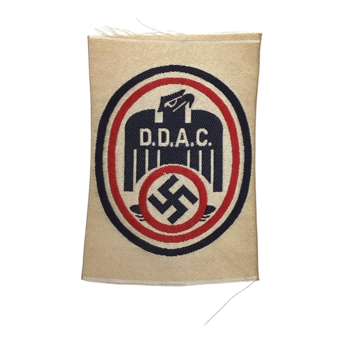 German WW2 DDAC Automotive Organization Athletic Patch: This original German WWII DDAC athletic patch represents the Deutscher Automobil-Club, the state-controlled automobile organization that replaced the ADAC under the Third Reich. The patch was intended