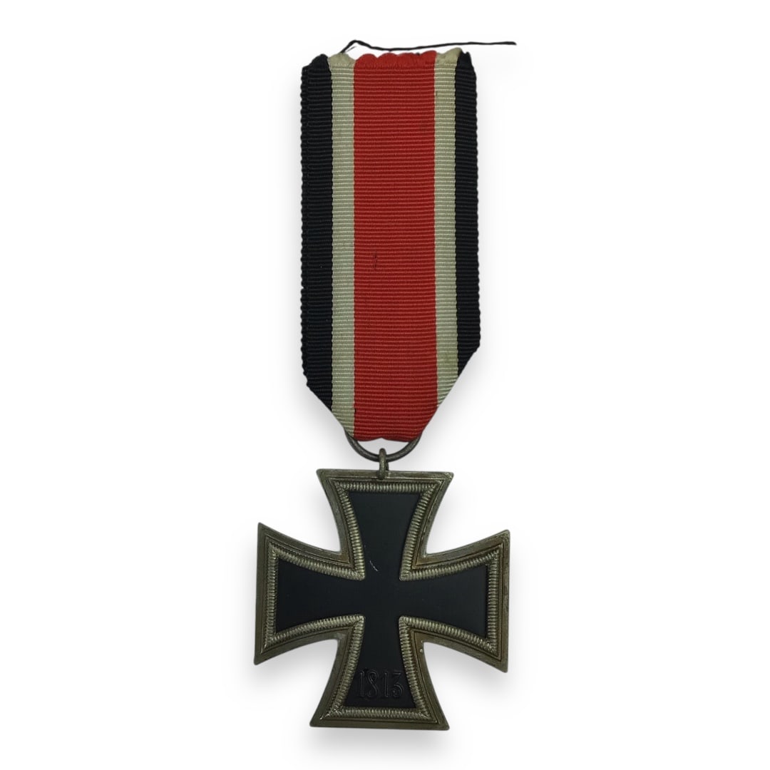 German WW2 Iron Cross 2nd Class with Ribbon | Unmarked Ring | Veteran Bring-Back!: This original German World War II Iron Cross 2nd Class (Eisernes Kreuz II. Klasse) is offered complete with its original suspension ribbon and features an unmarked suspension ring, a detail commonly e