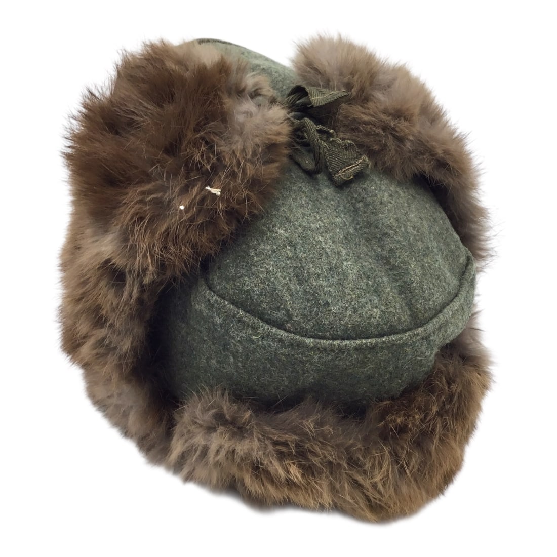 Wehrmacht Heer Rabbit Fur Winter Hat Field Issue - German WW2: This original German WWII Wehrmacht Heer rabbit fur winter hat is a well-preserved field-issued example constructed with thick, soft rabbit fur that remains in excellent condition. The exterior fur re