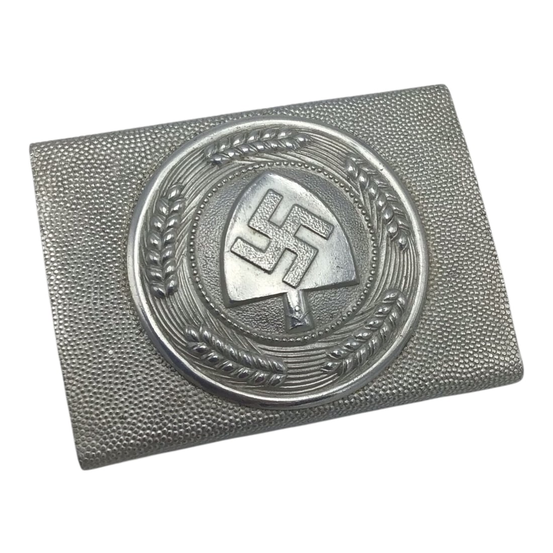 German RAD Reich Labor Service Belt Buckle in Outstanding Condition! - WW2 Buckle!: This superb German WWII Reichsarbeitsdienst (RAD) belt buckle is an exceptionally well-preserved example, presenting in near-mint condition. The buckle retains excellent definition to the emblem and f