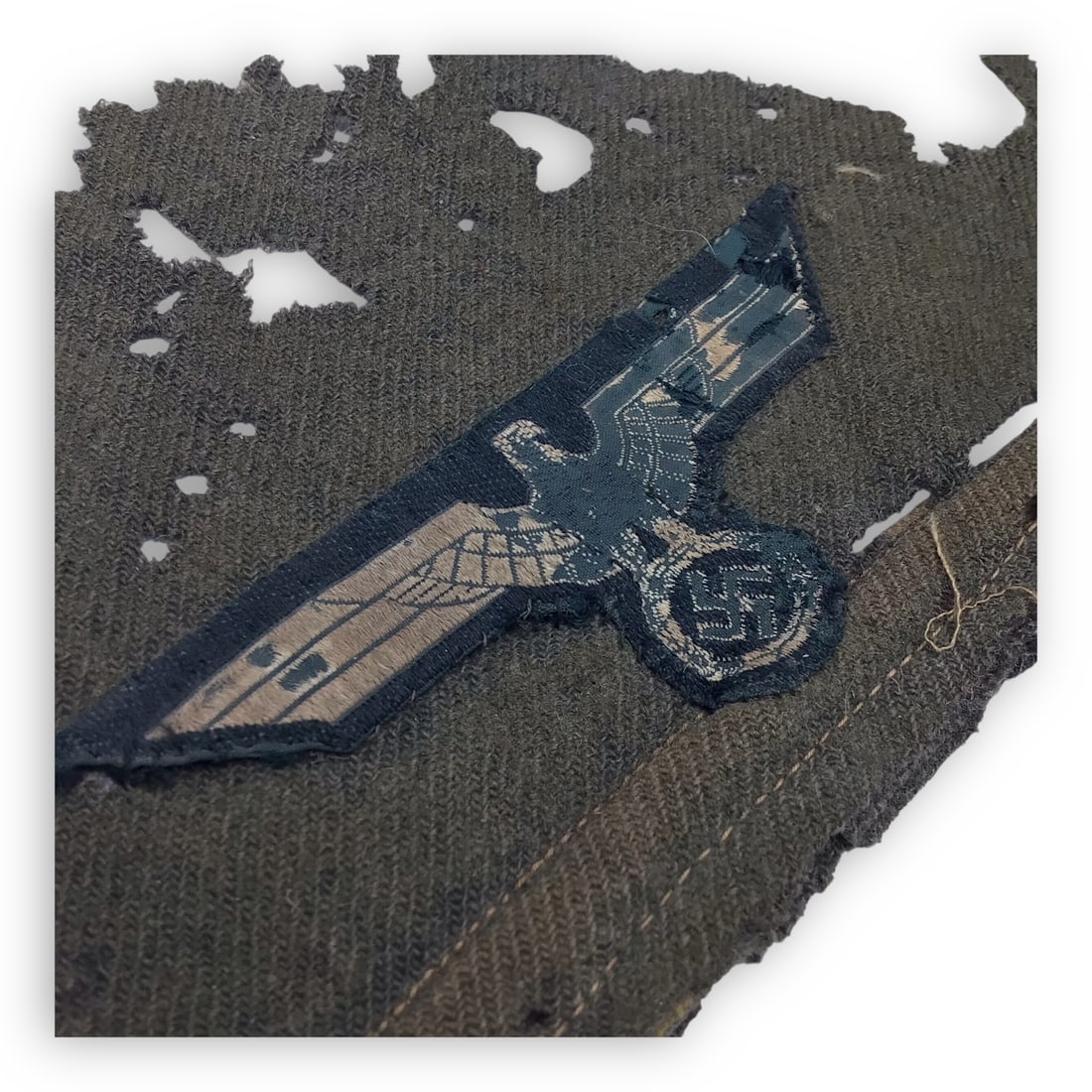 German Heer Breast Eagle Patch Uniform Removed Field Worn Example - WW2 - 4