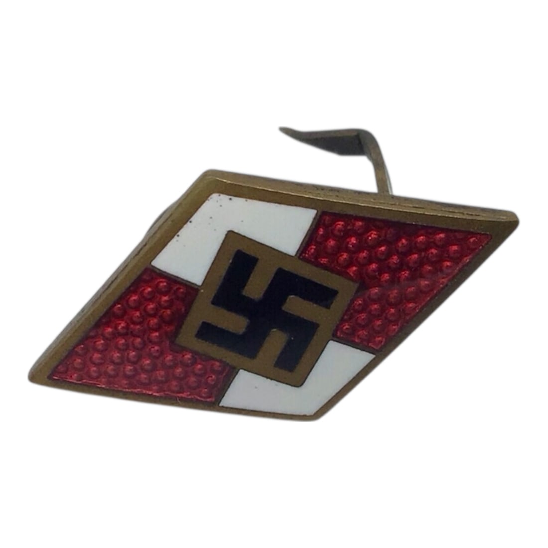 German WW2 Hitler Youth Membership Badge RZM M1/147 by Eduard Gosel - Vet Bringback: This original German WW2 Hitler Youth Membership Badge (Hitlerjugend Mitgliedsabzeichen) is a textbook, fully authentic example, die-struck in alloy and measuring approximately 25mm tall by 14mm wide.