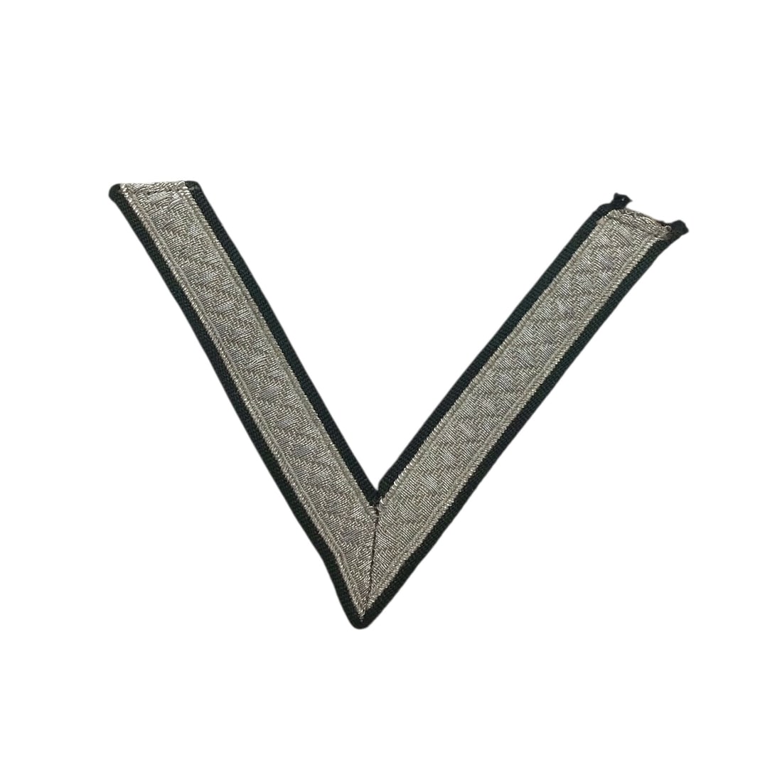 Rare German SS Stabsscharfuhrer Sleeve Winkel "Der Spieb" - WW2: This exceptionally rare German WWII SS Stabsscharfuhrer sleeve winkel, commonly known as the "Der Spieb" chevron, is a seldom-seen example of senior NCO distinction within the SS. Constructed with dis