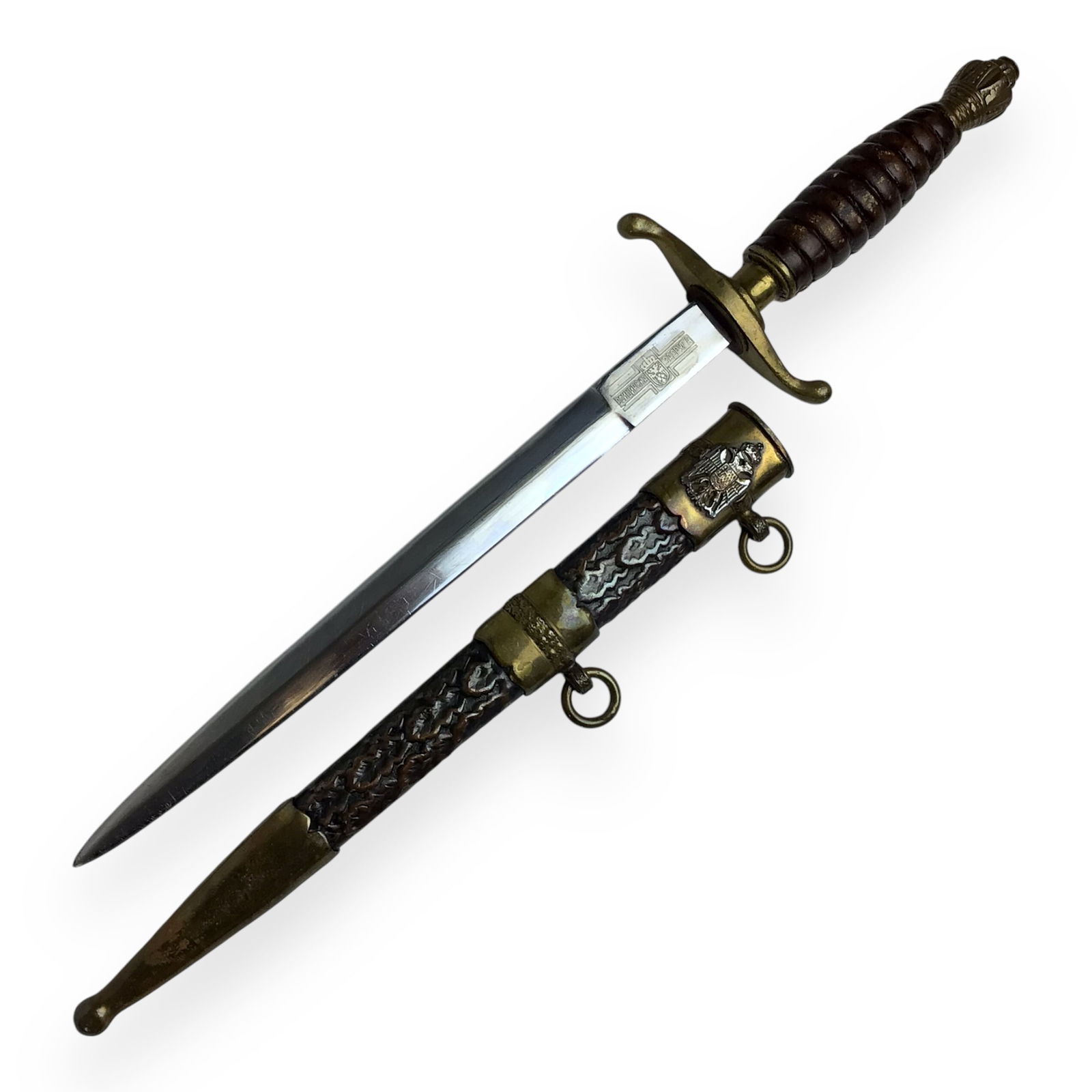 Scarce WW2 1939 Royal Yugoslavian M1939 Army High Ranking Officer's Dagger with Scabbard Sheath: This scarce World War II Royal Yugoslavian M1939 Army Officer's Dagger is an exceptional survival from the final years of the Kingdom of Yugoslavia. Issued shortly before the Axis invasion and collaps