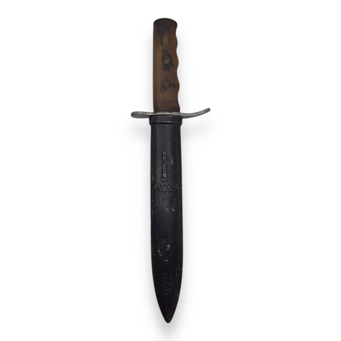 Italian WWII M.V.S.N. Fighting Knife w/ Rare Belt Loop M.V.S.N. Sheath – 13” Overall (1 of 9)