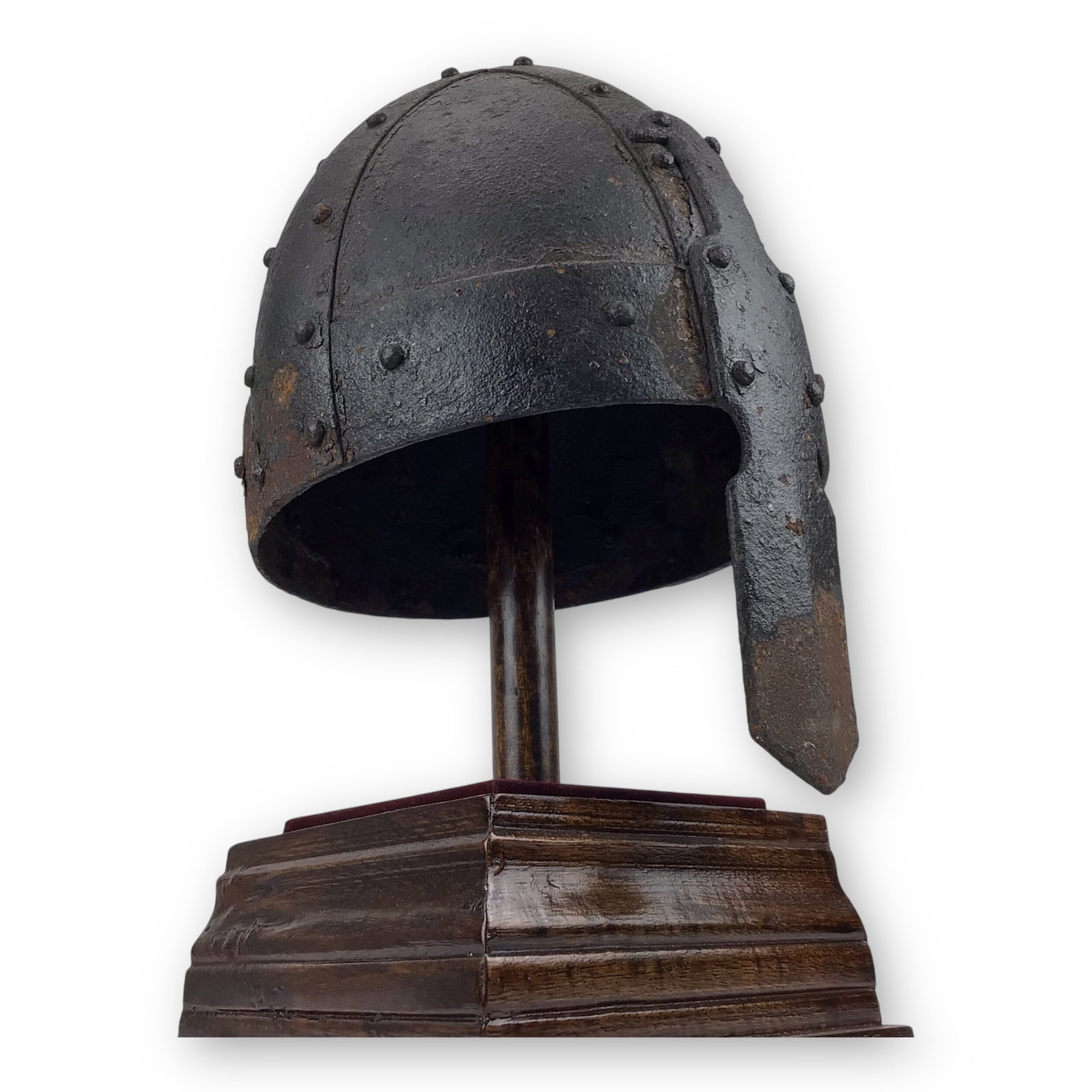 Viking or Norman Nasal Helmet - Heavy Spangenhelm Construction, c 7-11th Century: This is a Viking-style nasal helmet, estimated to date between the 7th and 11th centuries, possibly of Norman or early Crusader origin. This example features a massive welded iron