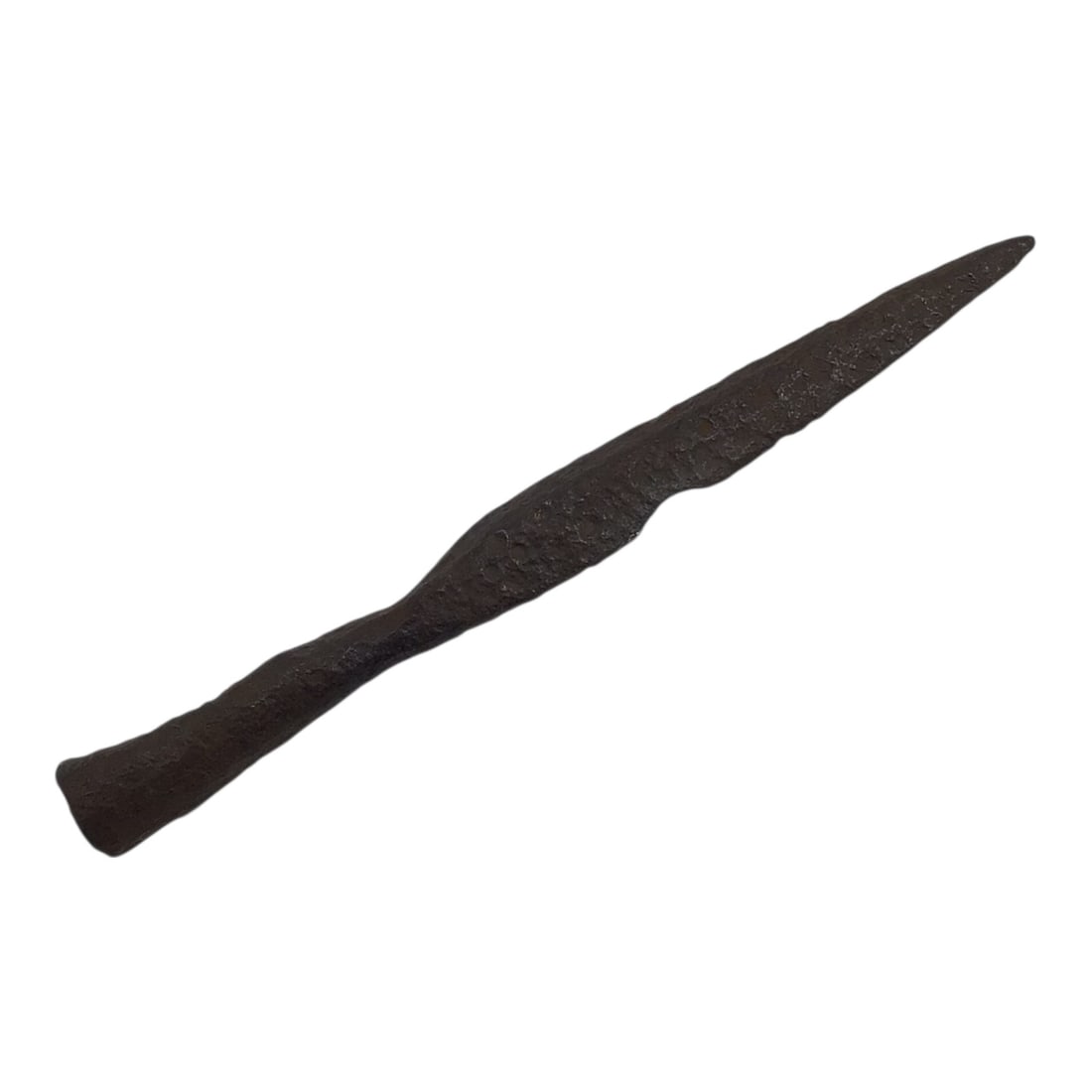 Medieval Long Socketed Needle Bodkin Arrowhead, Agincourt Longbow Type: This medieval European long socketed needle bodkin arrowhead is the same general type associated with the longbowman’s war arrows used at the Battle of Agincourt. The long, narrow iron body was desi