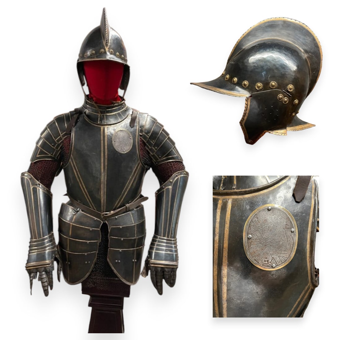 Exceptional c.1590 Blue & Gilt Half-Armor with Sigmaringen Castle Armory Provenance: We are honored to offer this exceptional nearly homogeneous blue and gilded half-armor, circa 1590, with distinguished provenance to the Princely Armory at Sigmaringen Castle. This is one of the premi