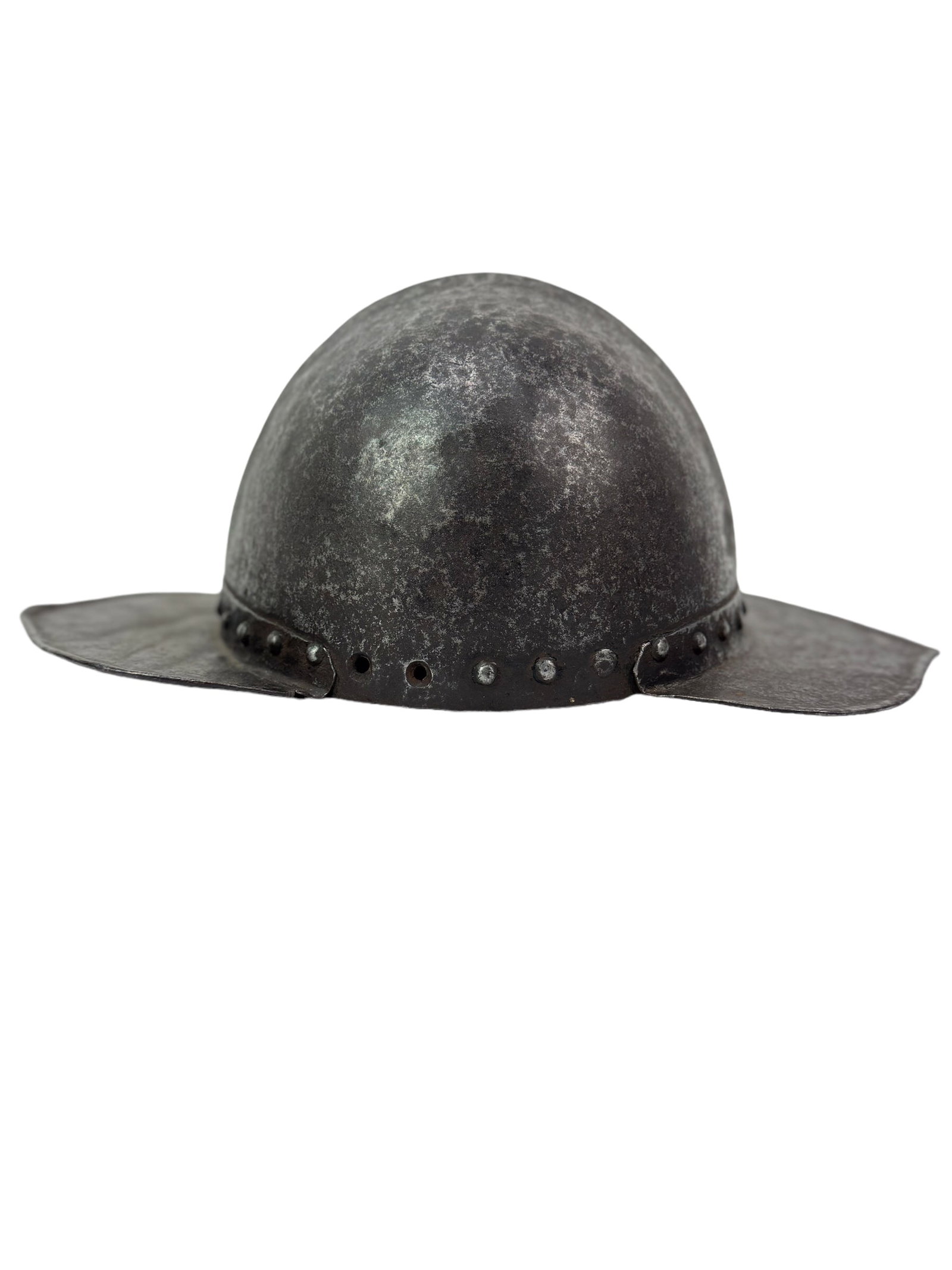 English Civil War Sapper's Siege Helmet 1642-1651 A.D.: This formidable English Civil War Sapper’s Siege Helmet dates to the turbulent years of 1642–1651, when Parliamentarian and Royalist forces clashed across Britain. Helmets of this type wer