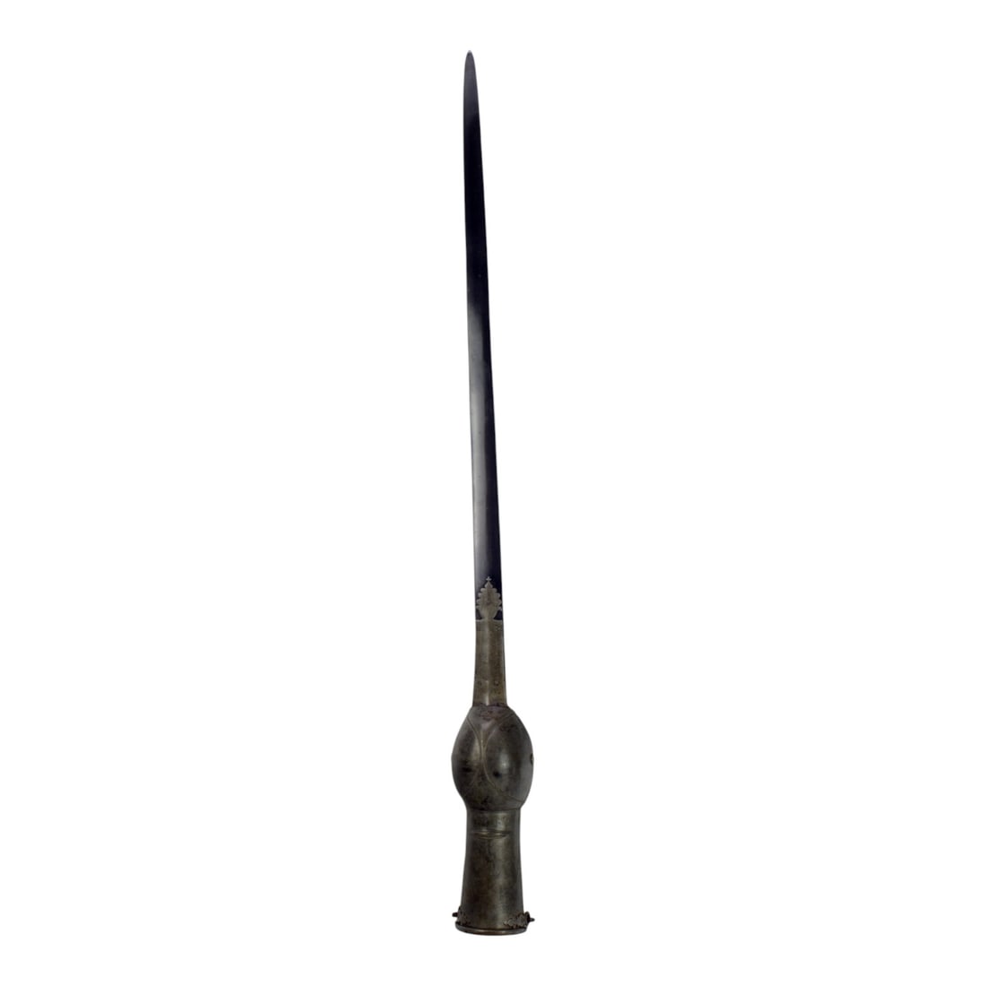 Rare 17th-18th C. Mogul Indian PATA Sword with Damascus Hilt (Silverd armor cover + Cross Pattern): This rare 17th to 18th-century Mughal Indian pata sword, or gauntlet sword, is an exciting early example featuring a large traditional hilt forged from dramatically patterned, highly active Damascus s