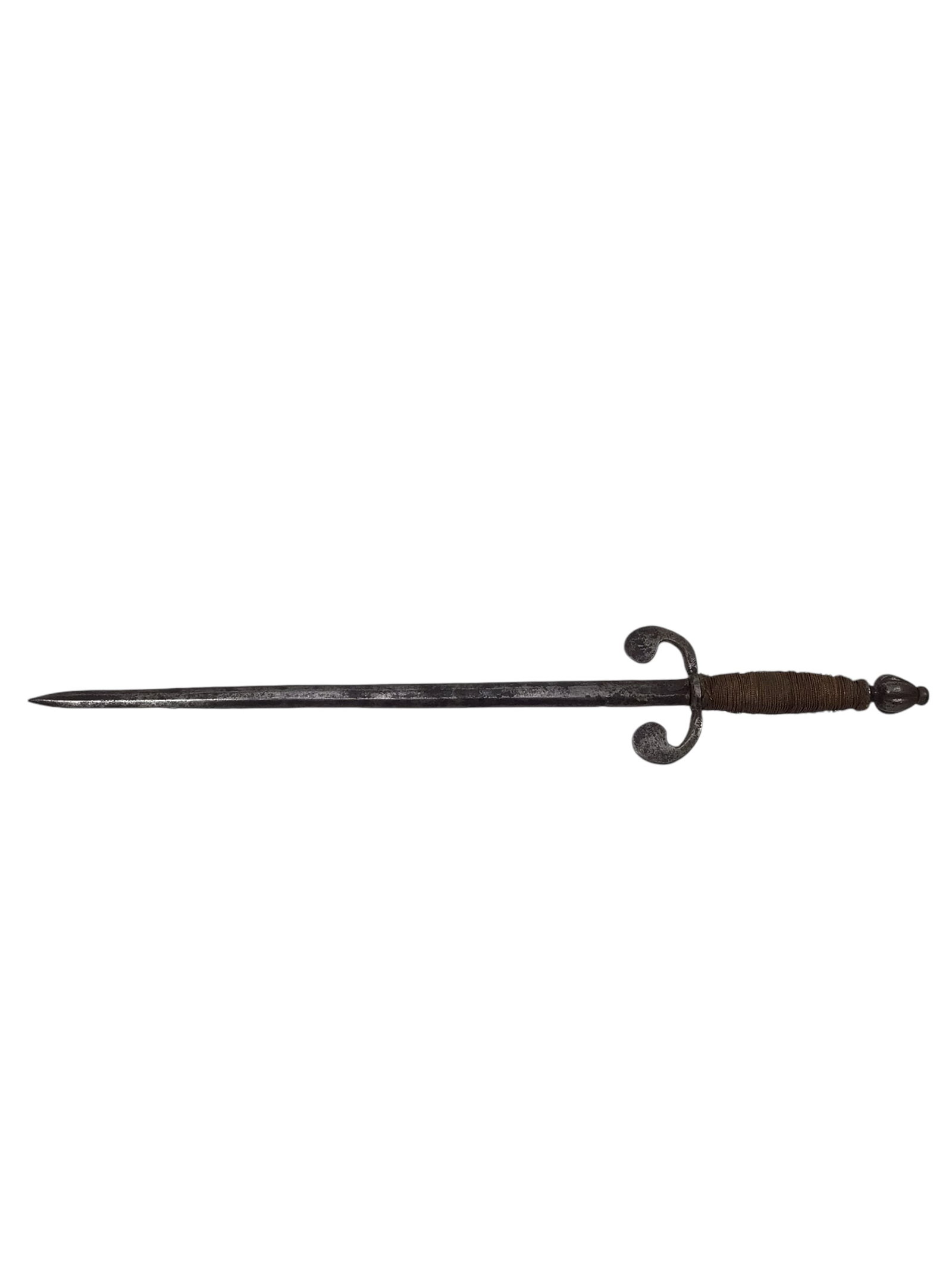 European Renaissance Lefthanded Dagger 17th C with Long Turks Heads: This 17th-century European Left-handed Parrying Dagger is a superb example of Renaissance era artistic weaponry and combat precision. Designed for off-hand defense in dueling and swordplay, it fea