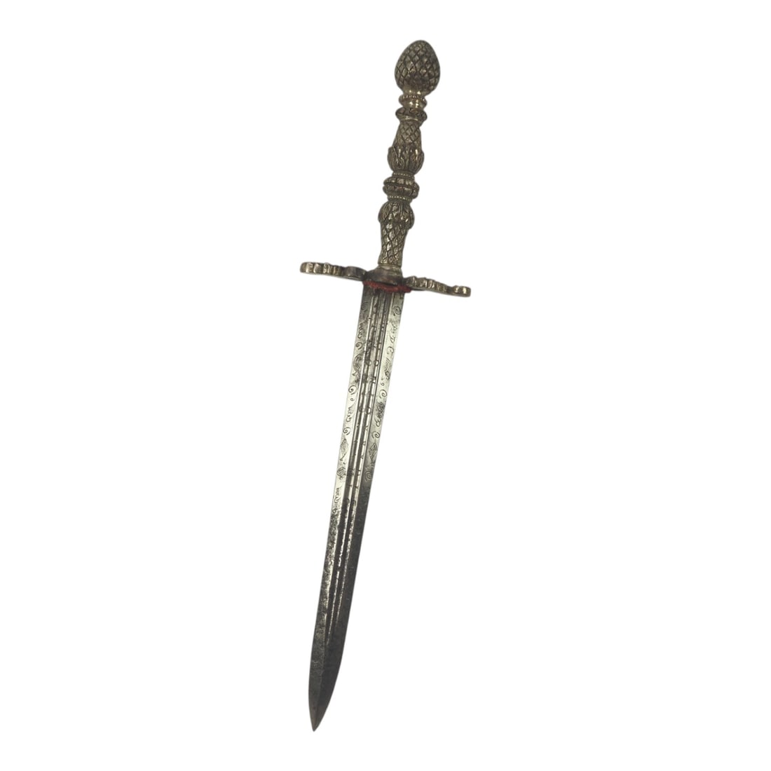 Beautiful Silver-Hilt Stiletto Dagger w/ Fullers, Ornate Design, Expert Provenance | 17-18th Century: This 17th to 18th-century silver-hilt stiletto dagger is a gorgeous and rare early example with exceptional presence and fine workmanship. The dagger features a silver hilt, double full-length fullers
