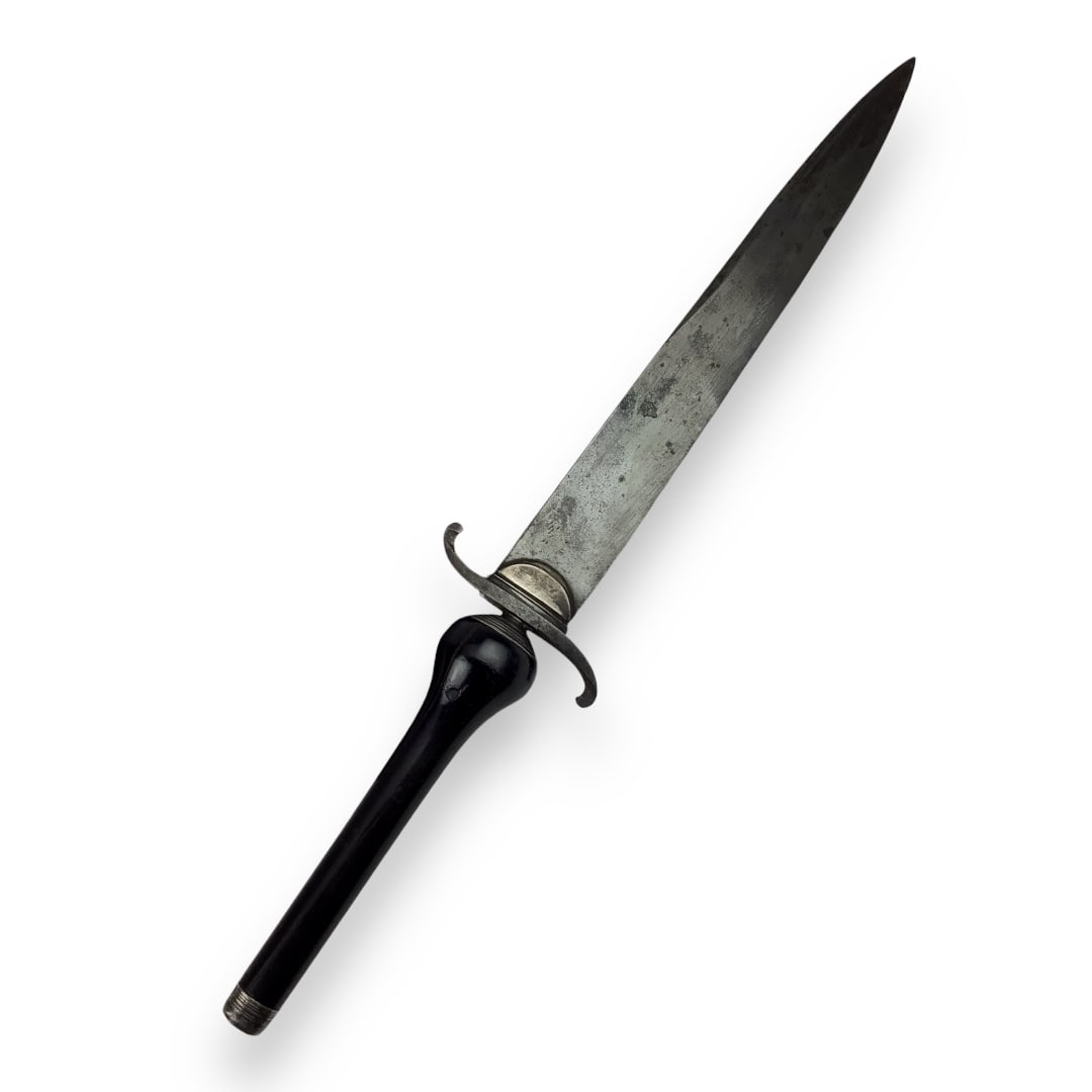Very Important Pre-Revolutionary Era Large French Plug Bayonet / Side Short Sword 1680-1710 with: This rare plug bayonet/fighting dagger dates a full century before the American Revolutionary War era, circa 1680–1710, and is likely of French military origin, a nation that would later play a 