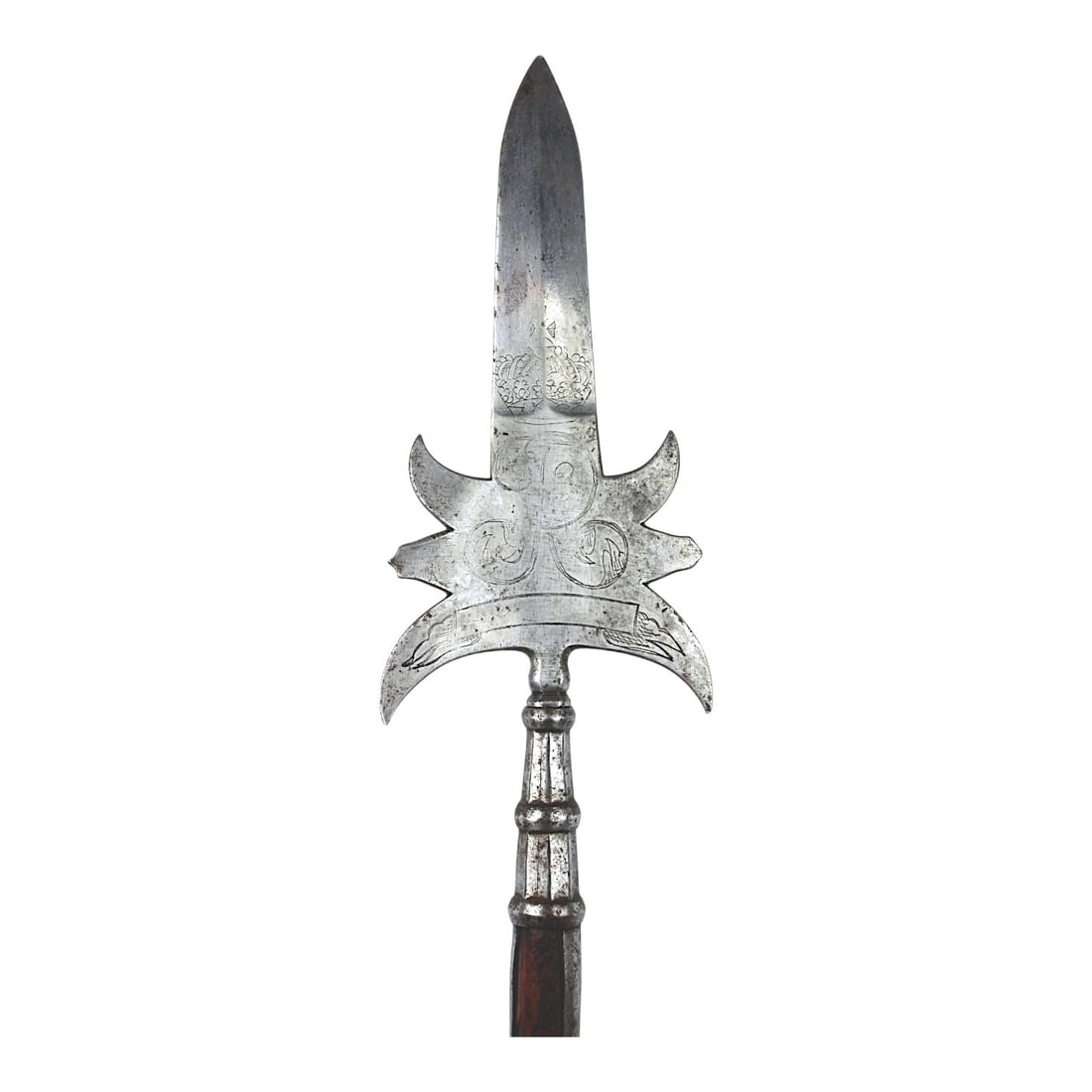 Colonial Era British Crown-Marked Partisan Spear Point Style Halberd with Original Haft & Butt Point (1 of 12)