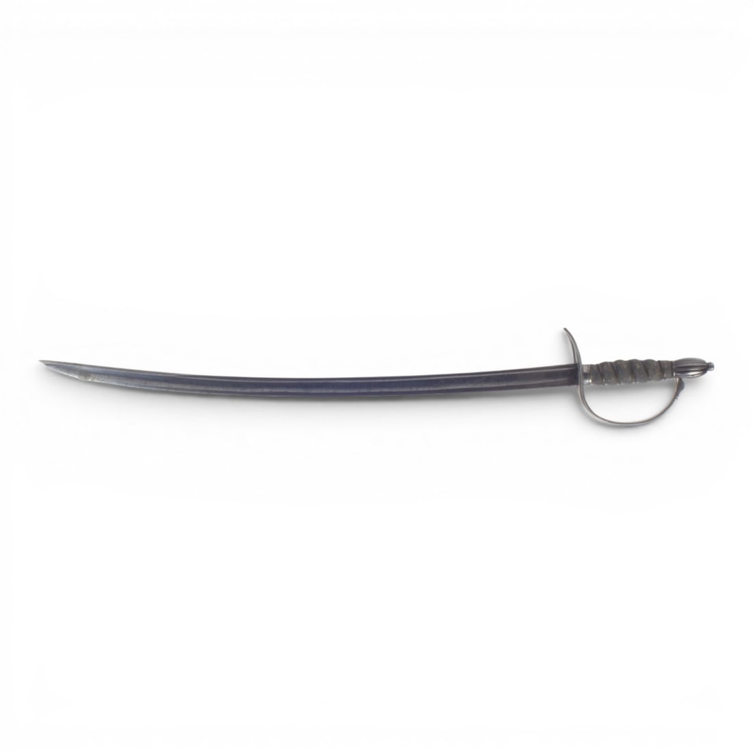 Revolutionary War Silver-Hilt Sword with Sharkskin Grip, Rare Officer Design: This rare Revolutionary War period silver-hilt sword features a distinctive design and a grip described as likely sharkskin, giving the piece a refined officer-grade appearance. Though specific measur