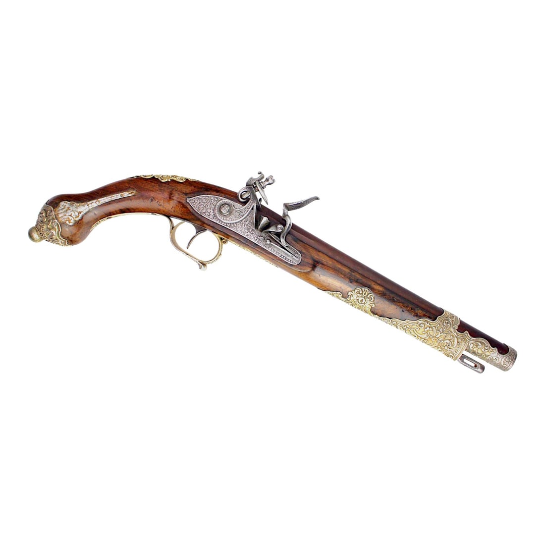 French Flintlock Pistol by Manceaux Paris with Silver Mounts, Sotheby’s Pair Reference (1 of 18)