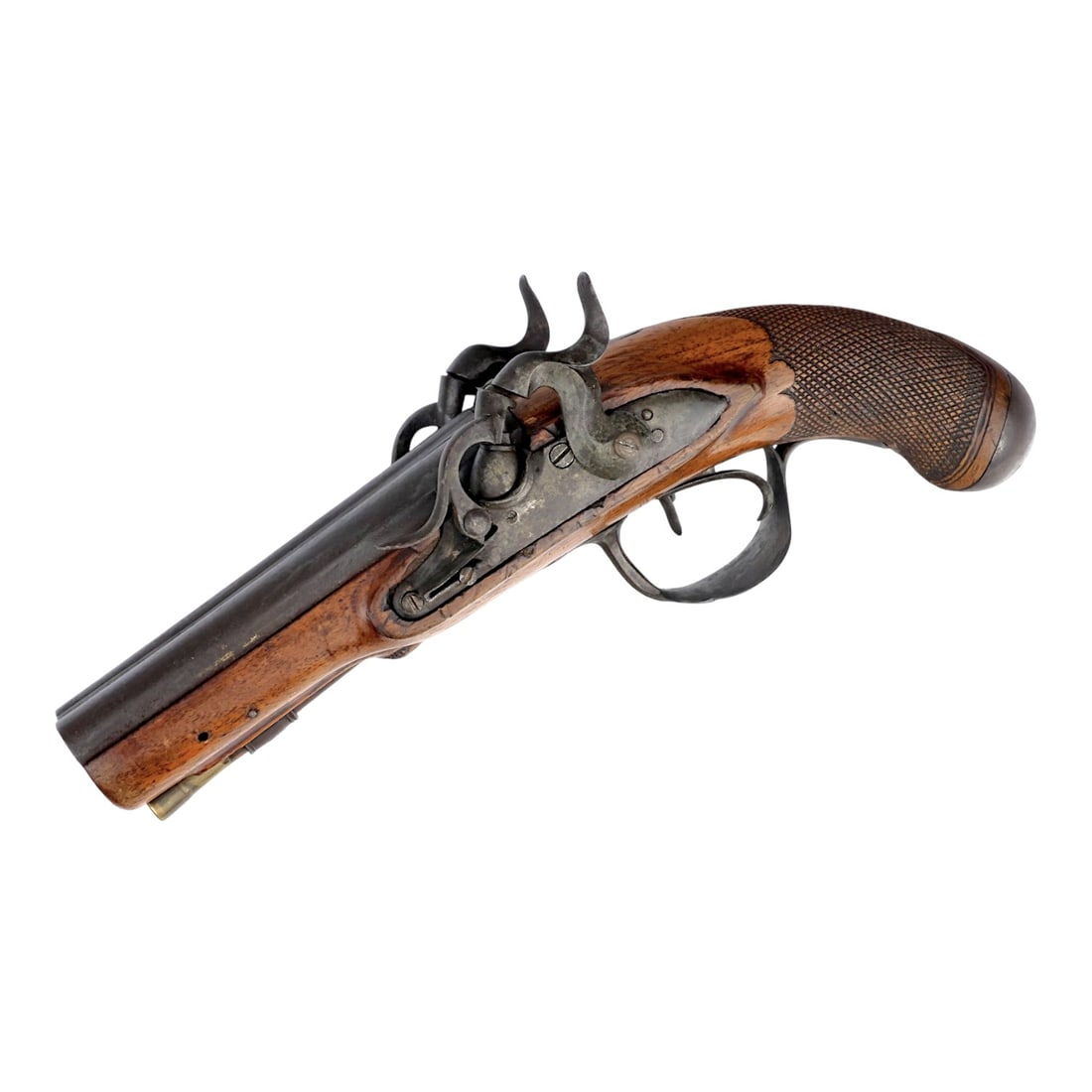 Early 1800s Double Barrel Percussion Pistol, Approx. .55 Caliber` (1 of 7)